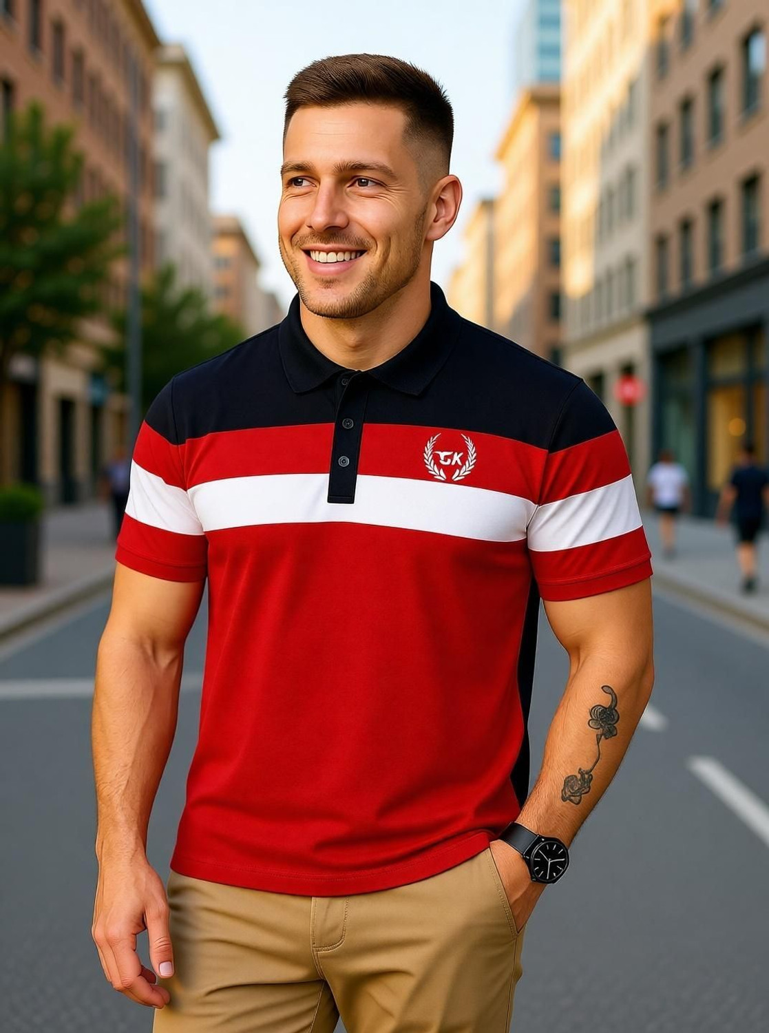 Garimaknitwear Color Block Men Red T-Shirt