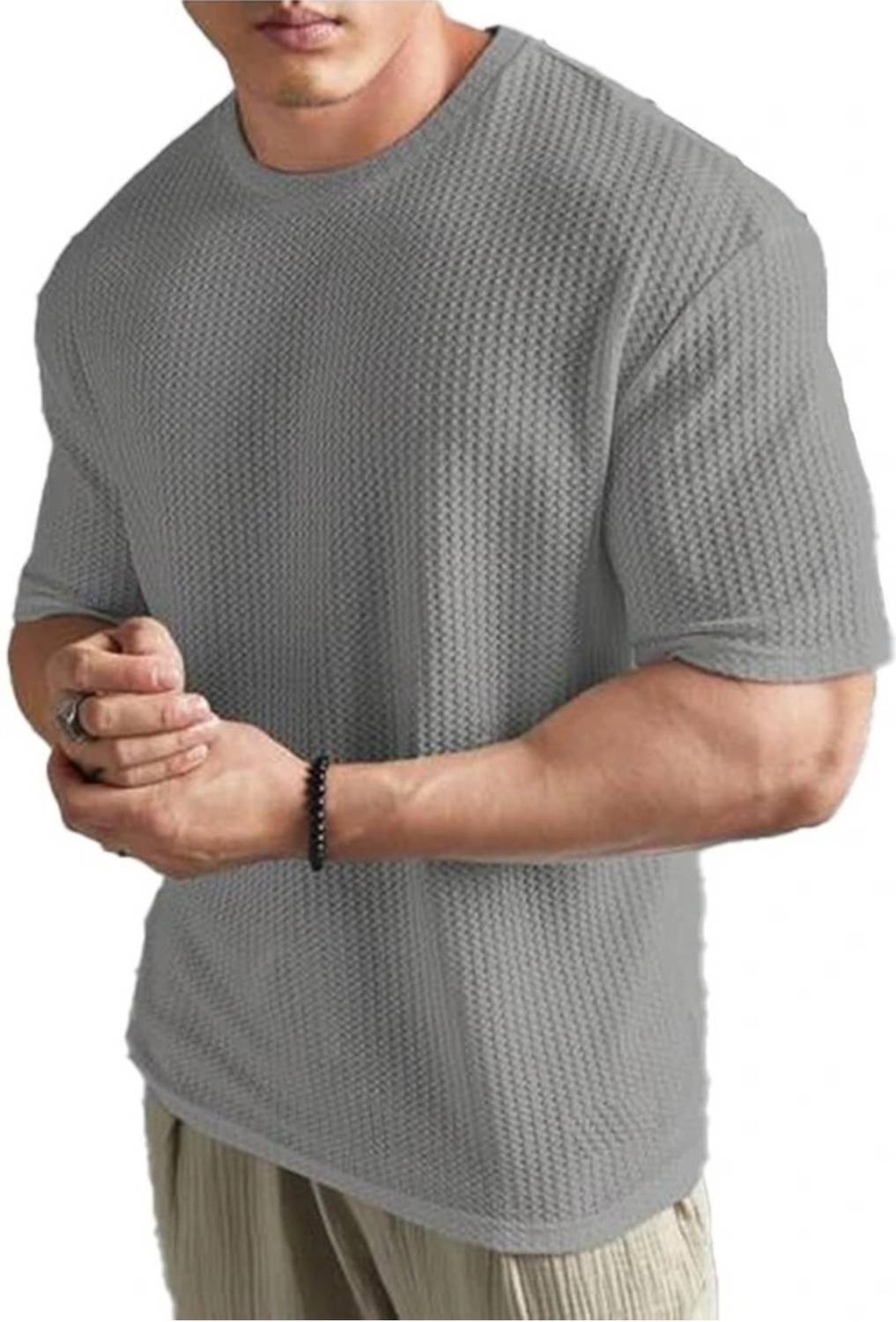 THE NEXT LEVEL Men Black, Grey T-Shirt - Image 5