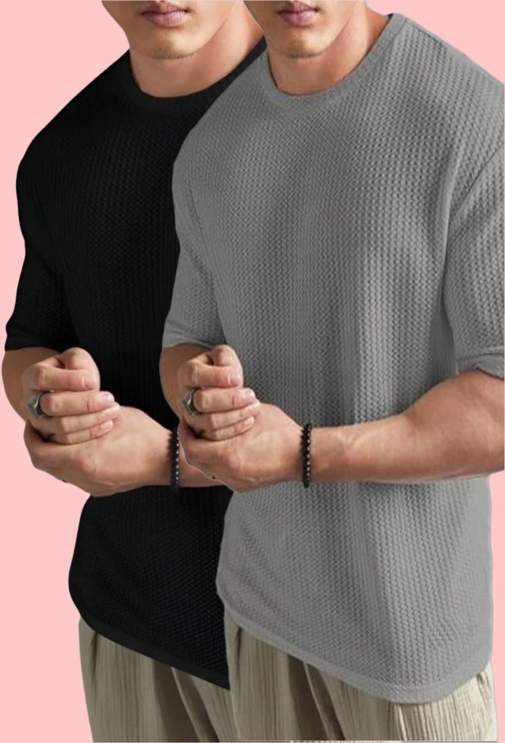 THE NEXT LEVEL Men Black, Grey T-Shirt - Image 1