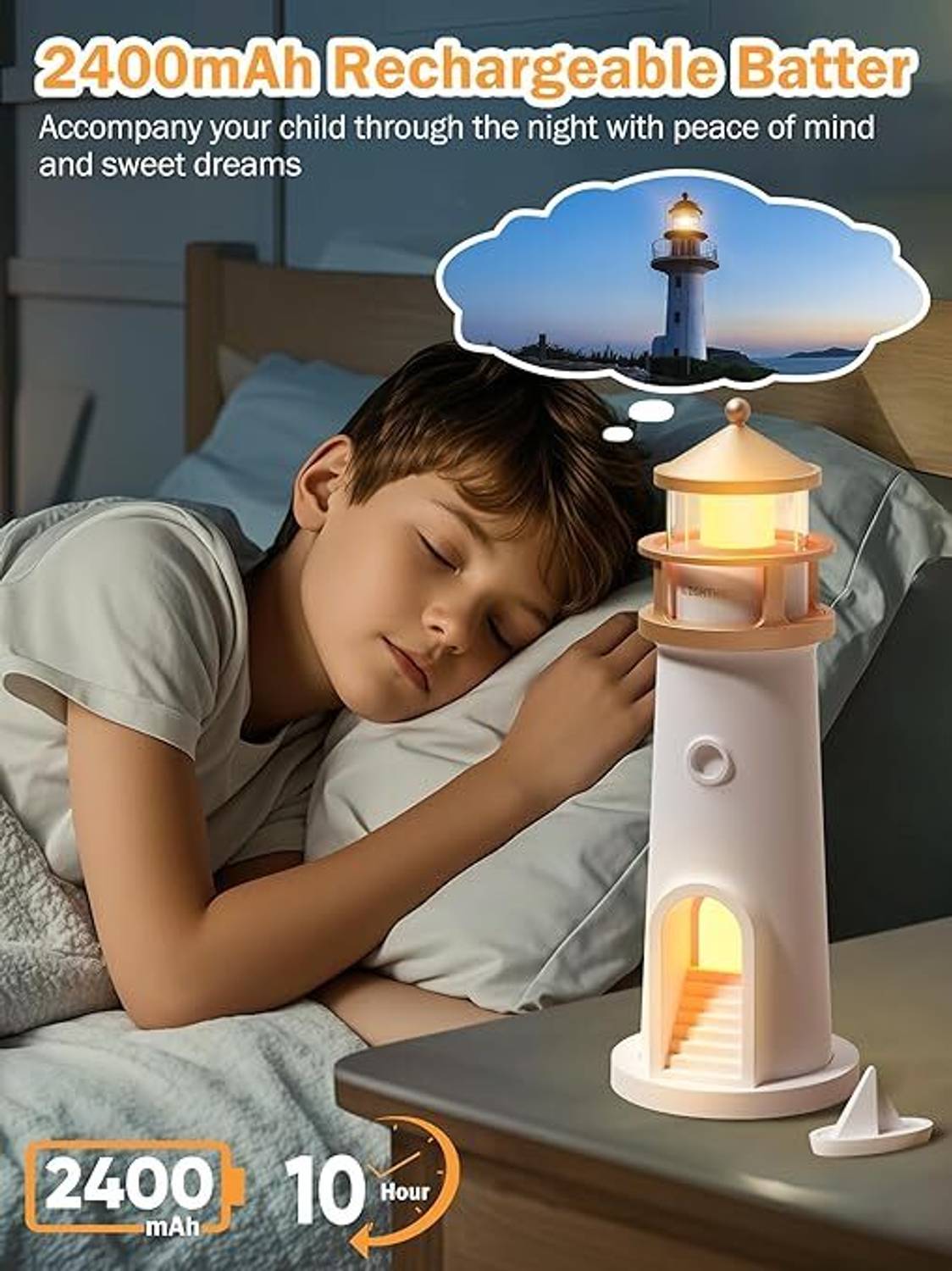 TECHEL Moon Lamp Projector Lighthouse Night Light HZW20 - Image 3