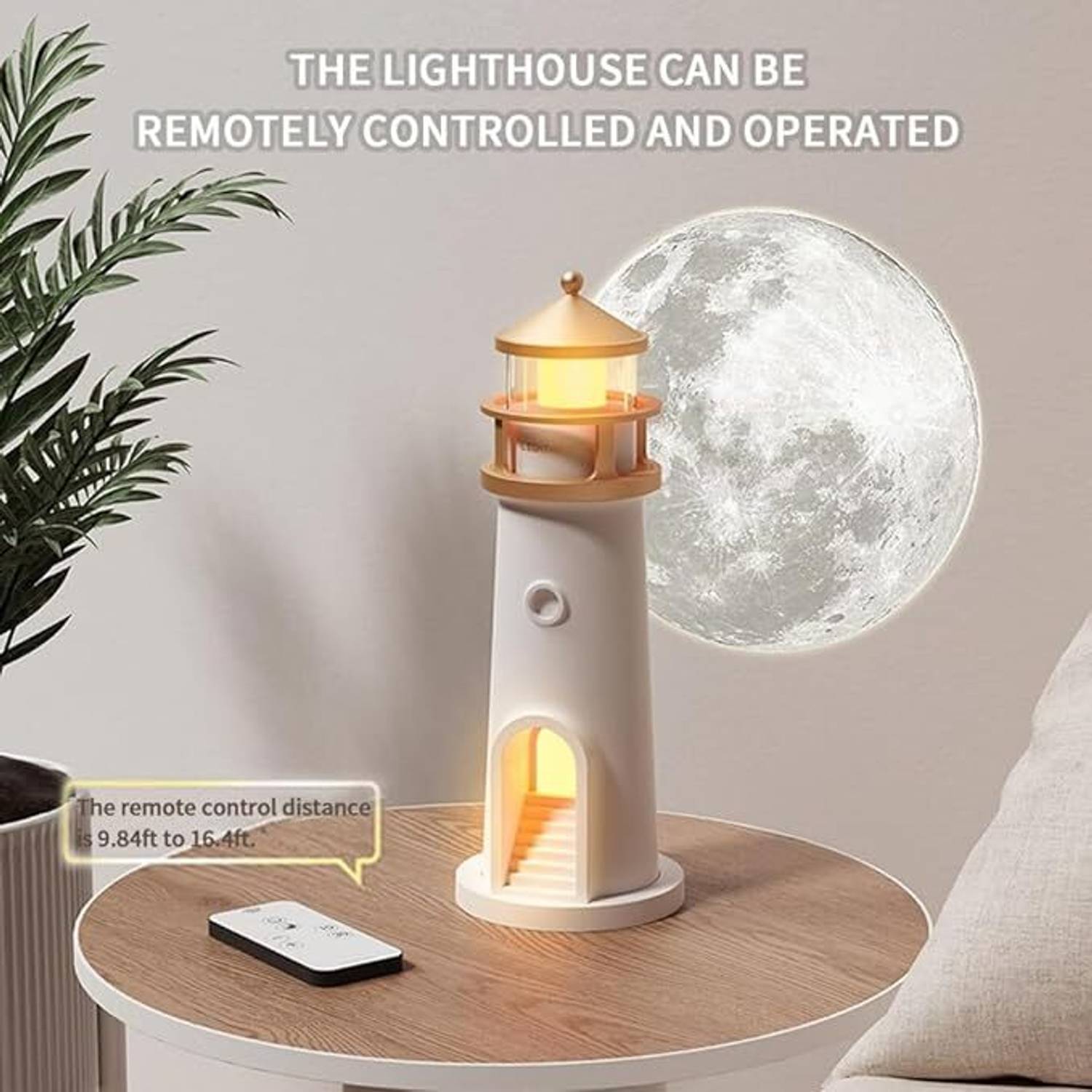TECHEL Moon Lamp Projector Lighthouse Night Light HZW20 - Image 1