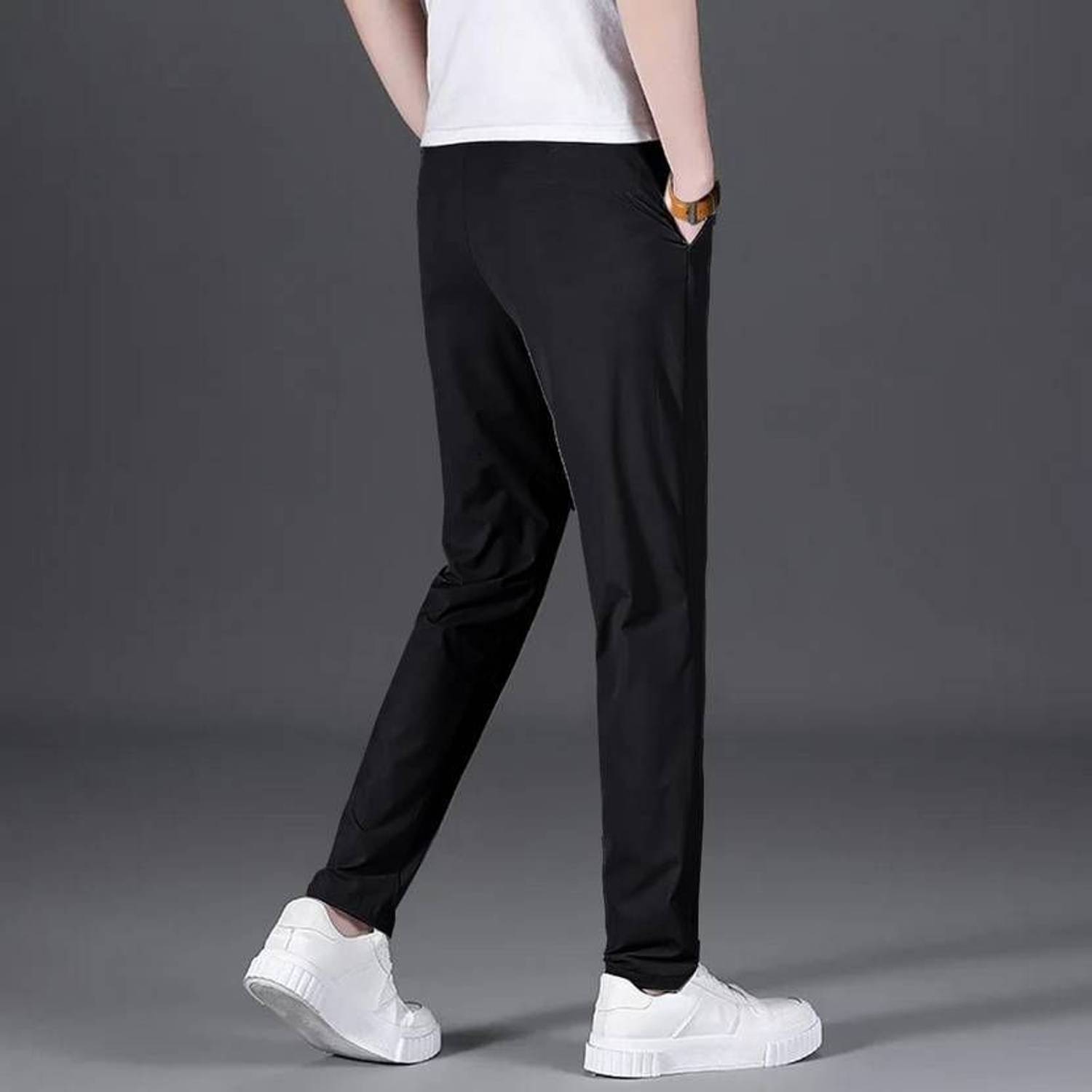 EYSTONE Solid Men Black, Grey Track Pants - Image 2