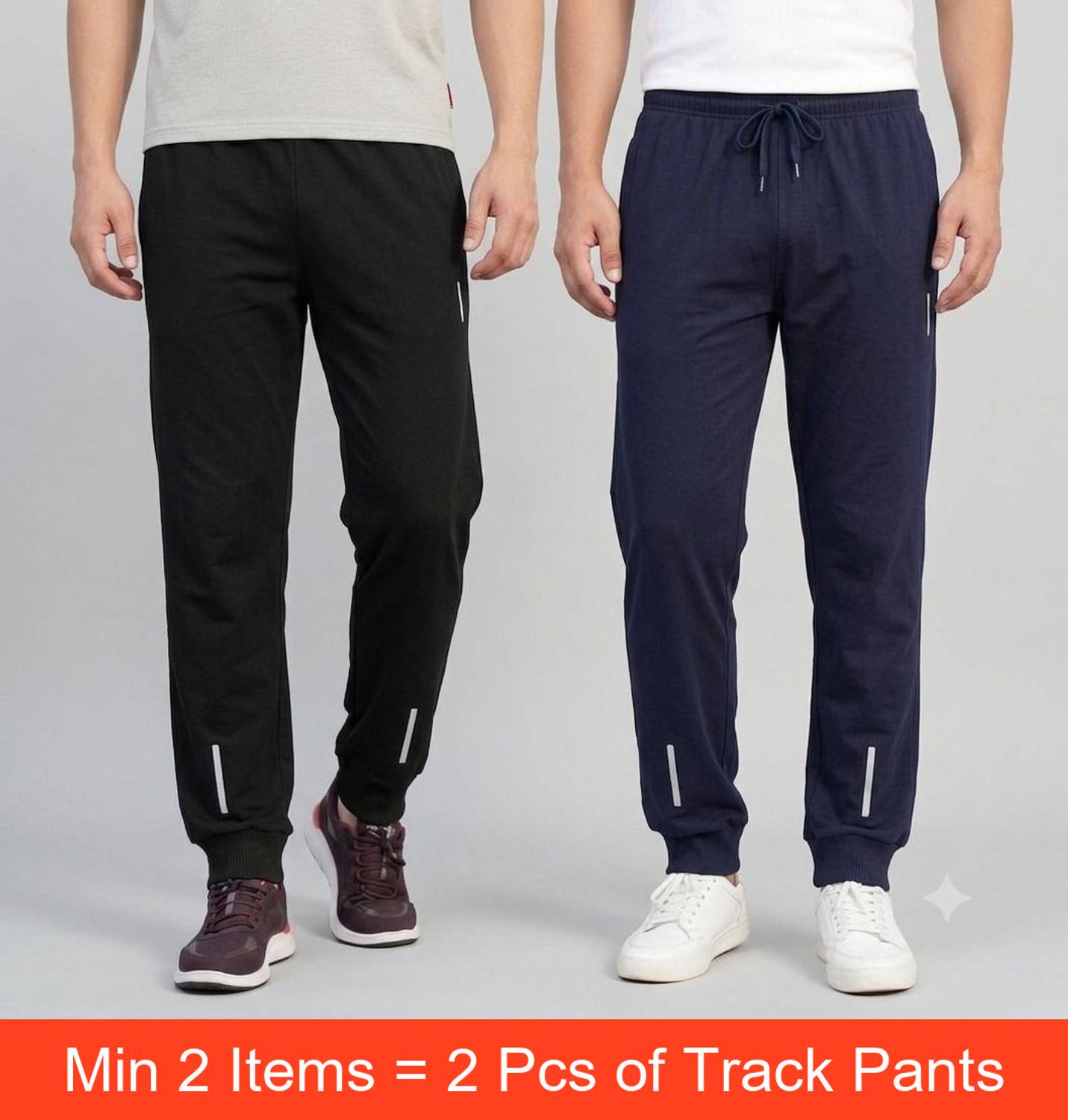 Plorviz Solid Men Black, Dark Blue Track Pants