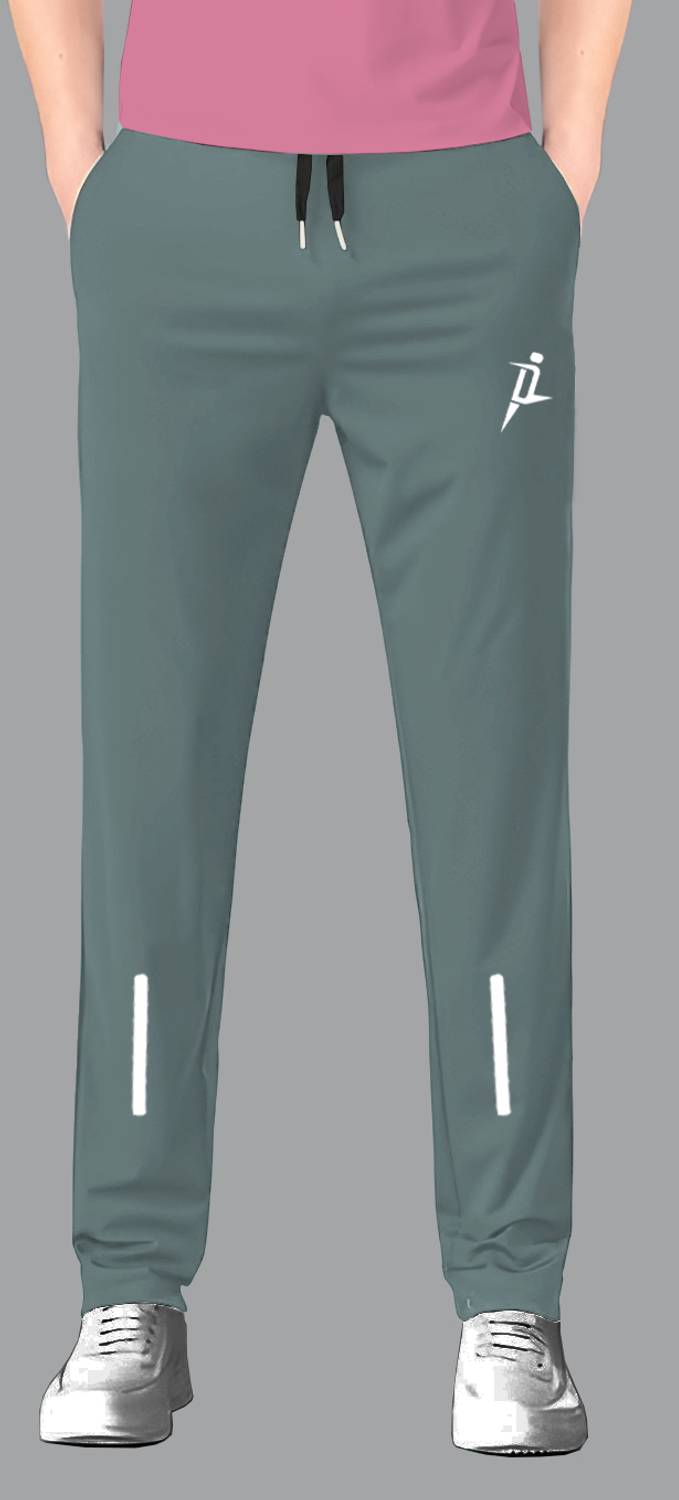 Denlike Men Grey, Dark Green Track Pants - Image 3