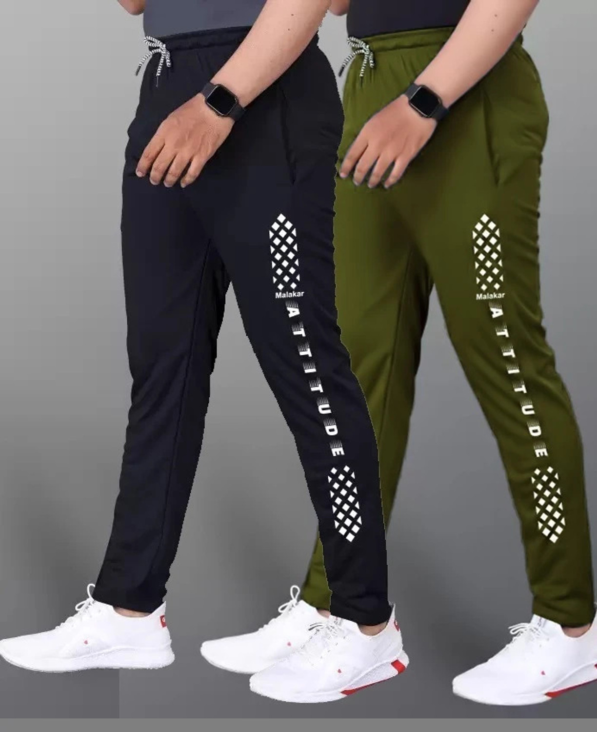 EYSTONE Solid Men Black, Olive Track Pants