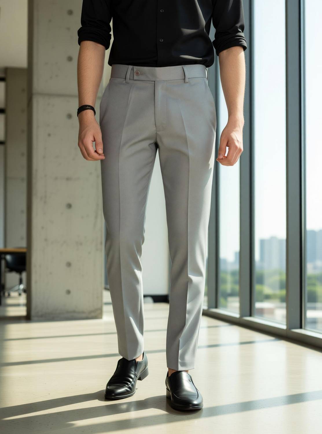Kundan Regular Fit Men Grey Trousers