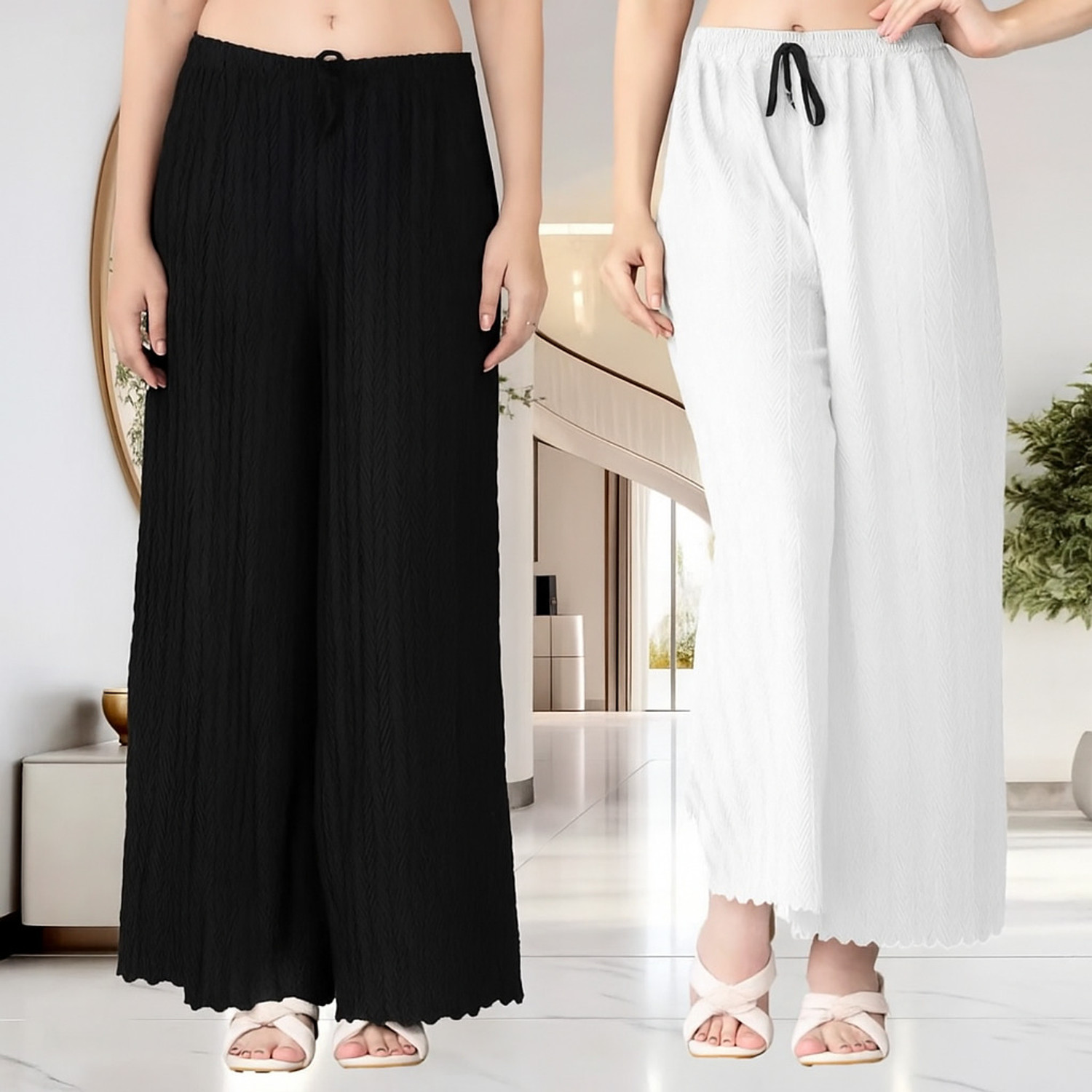 PI World Women Black, Green Trousers