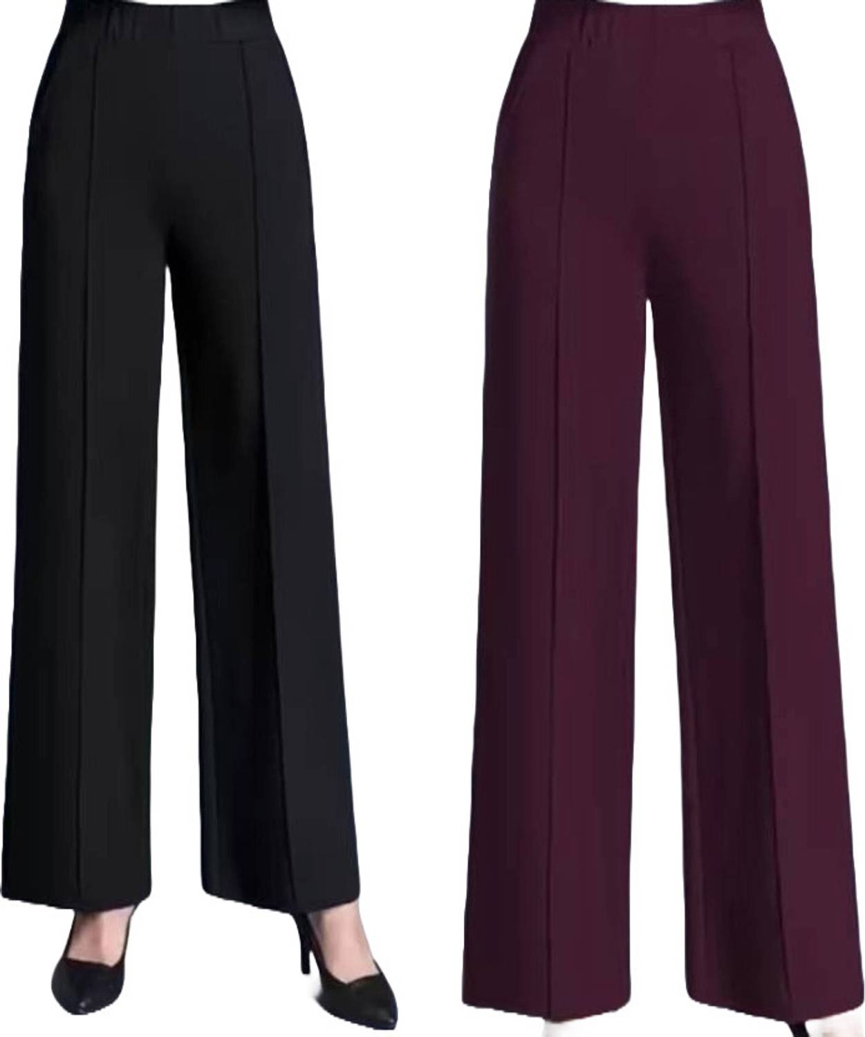dressbiz Relaxed Women Black, Maroon Trousers - Image 2