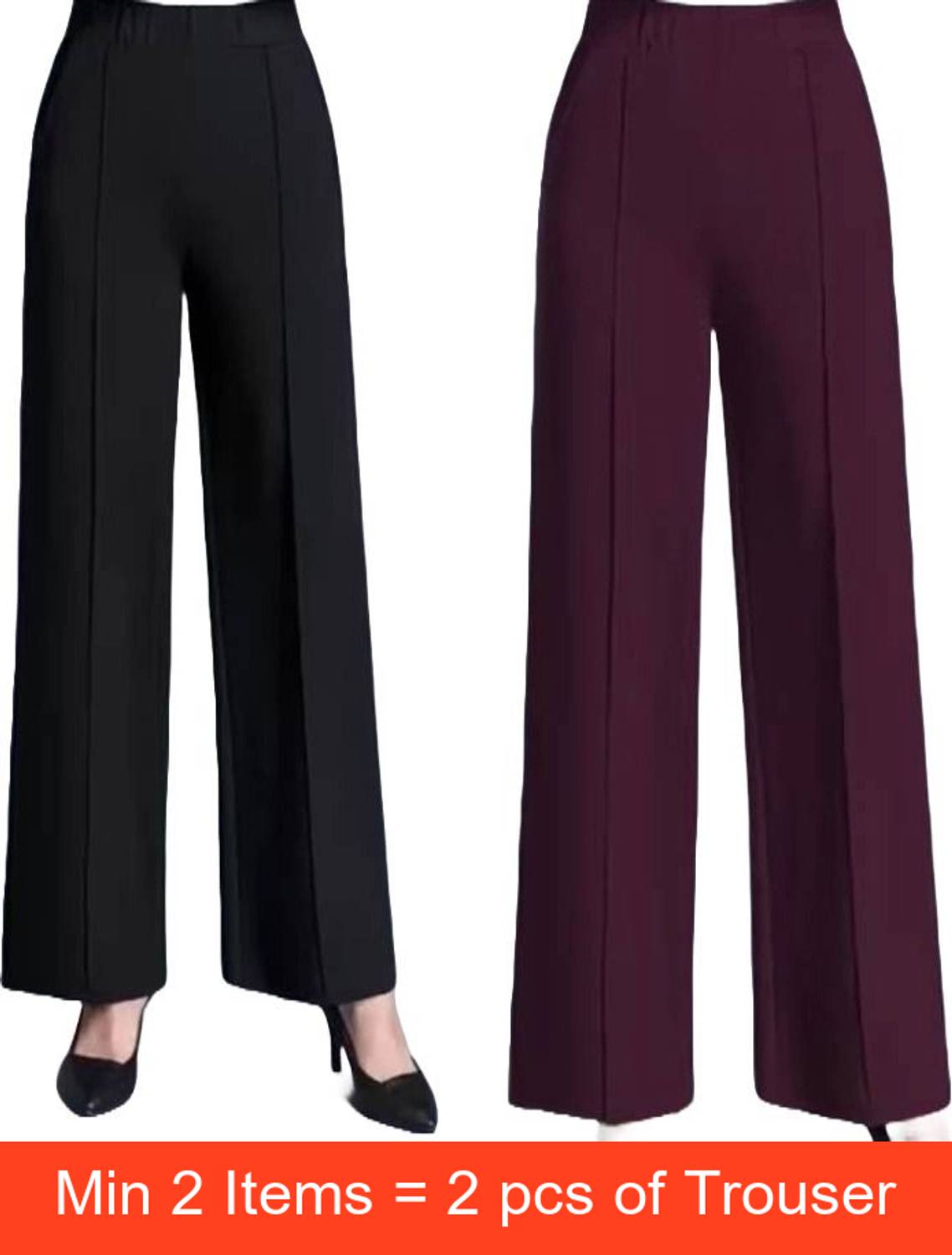 dressbiz Relaxed Women Black, Maroon Trousers - Image 1