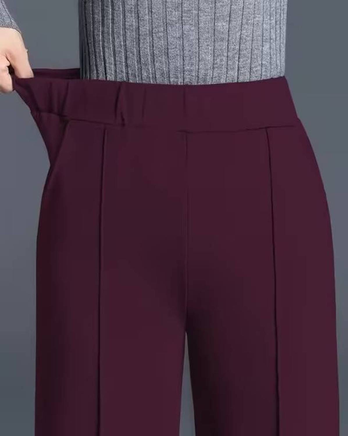 dressbiz Relaxed Women Black, Maroon Trousers - Image 4
