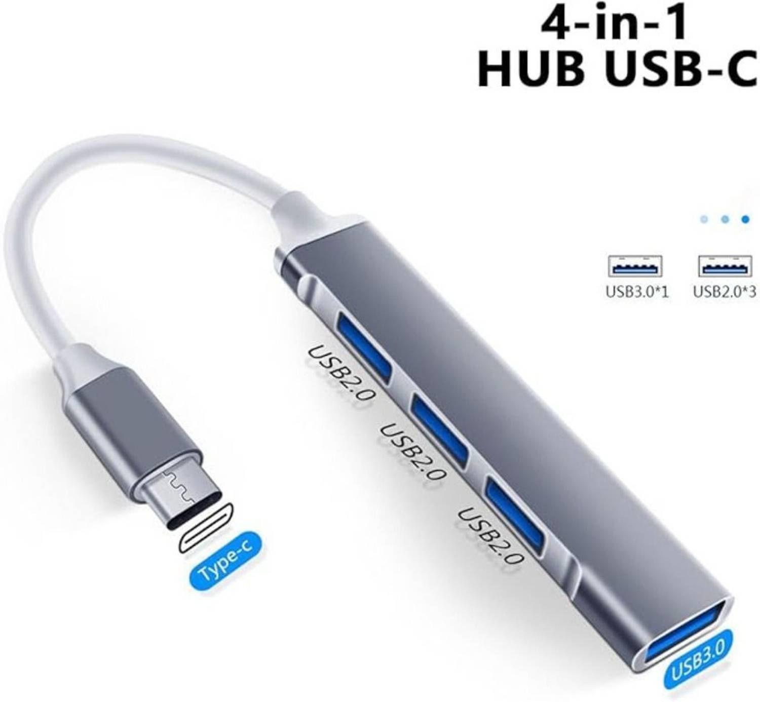 Henture USB Hub Type C to 4 USB-A Ports - Image 2