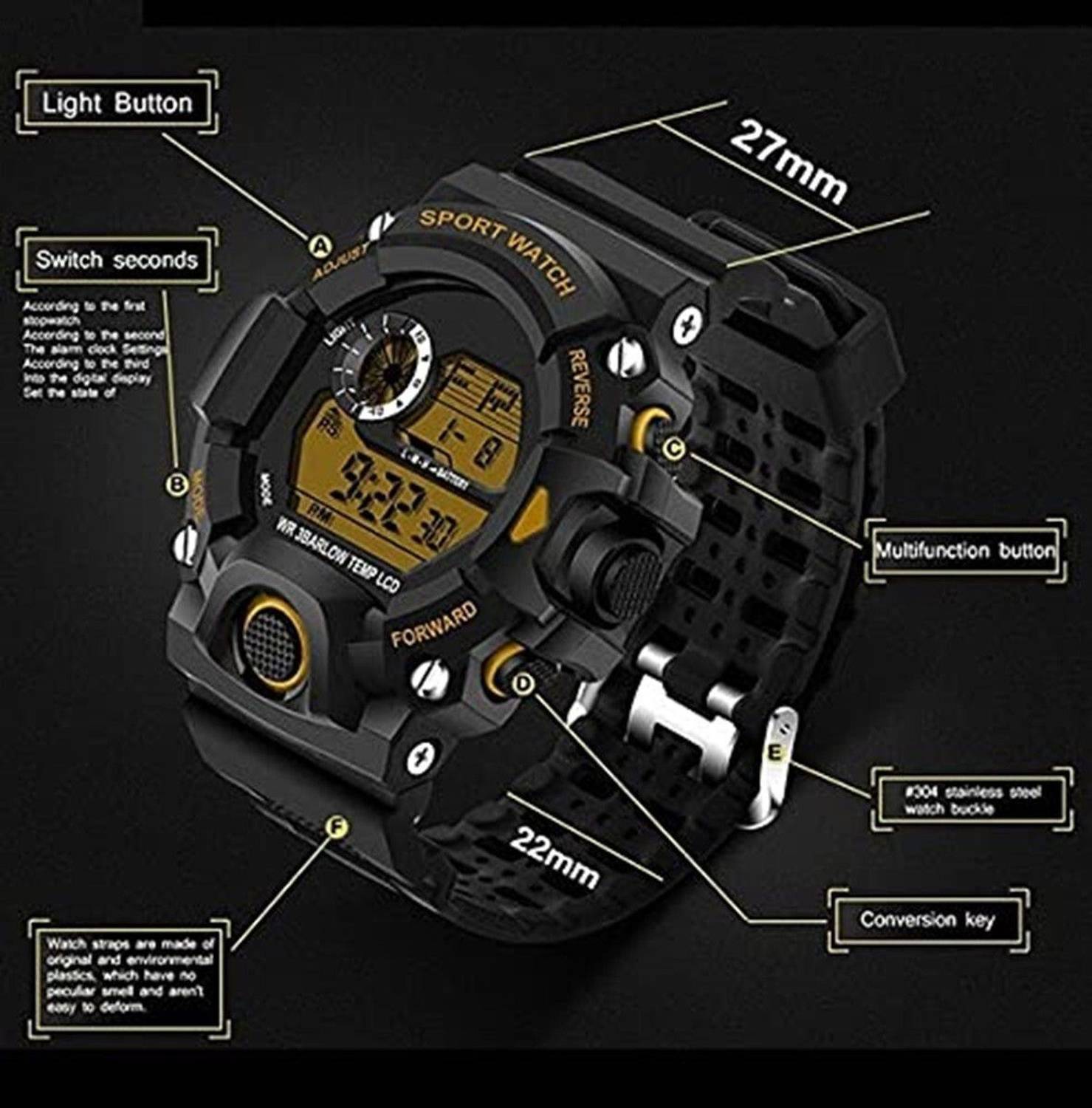 HISHOPRI G Sok Waterproof Gaming Digital Sports Watch - Image 2