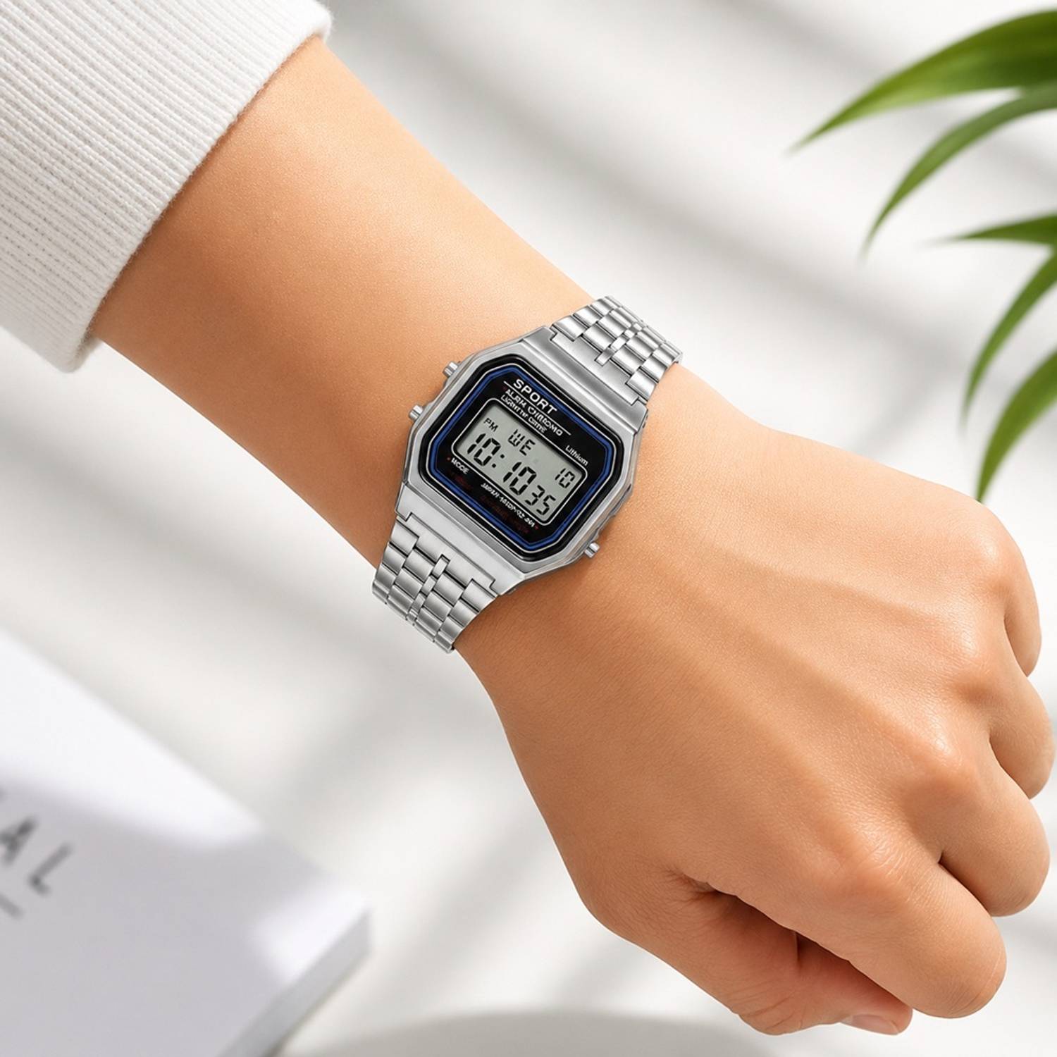 Timofy Classic Retro Chronograph Silver LED Watch - Image 4