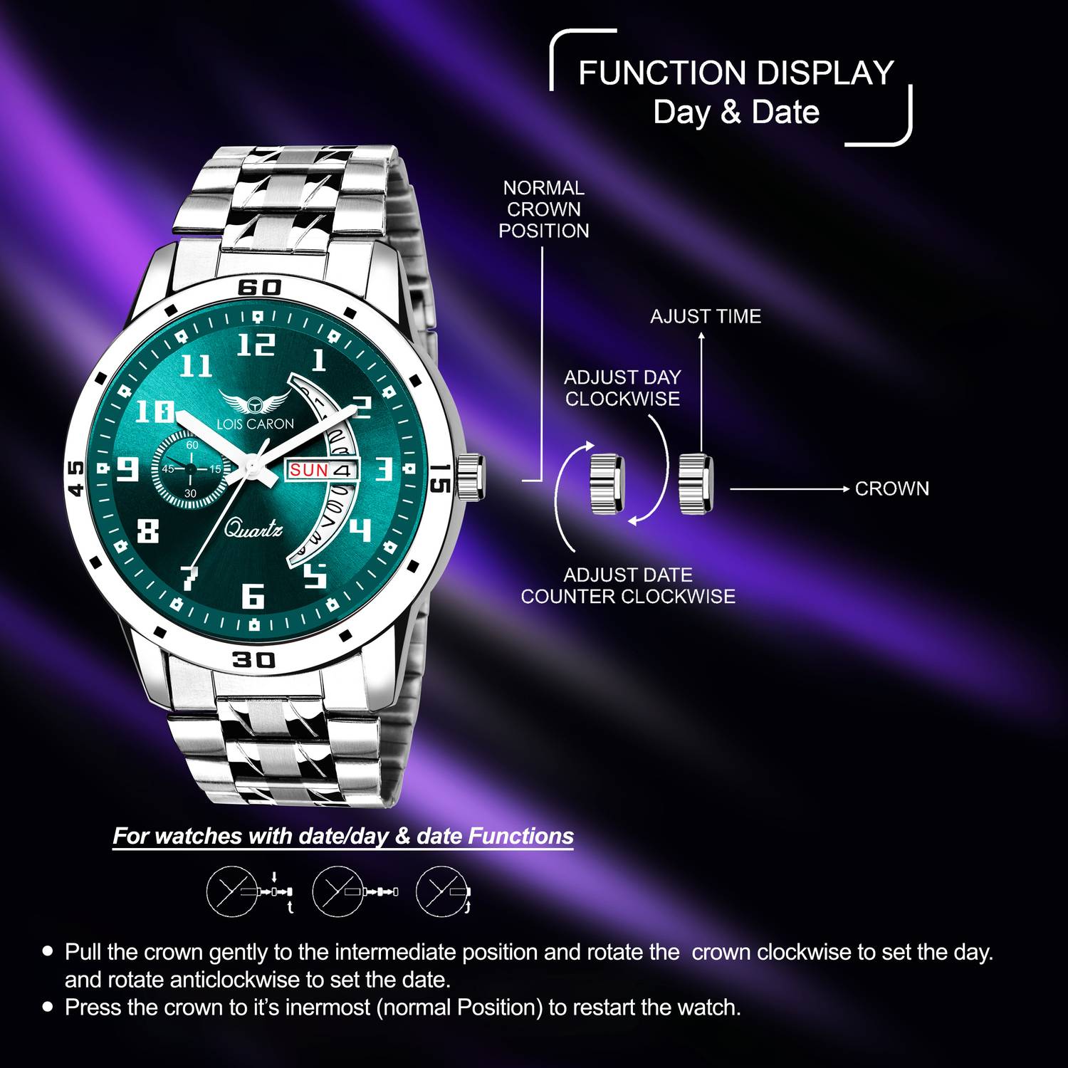 LOIS CARON LCSS-8326 Stainless Steel Chain Watch - Image 4