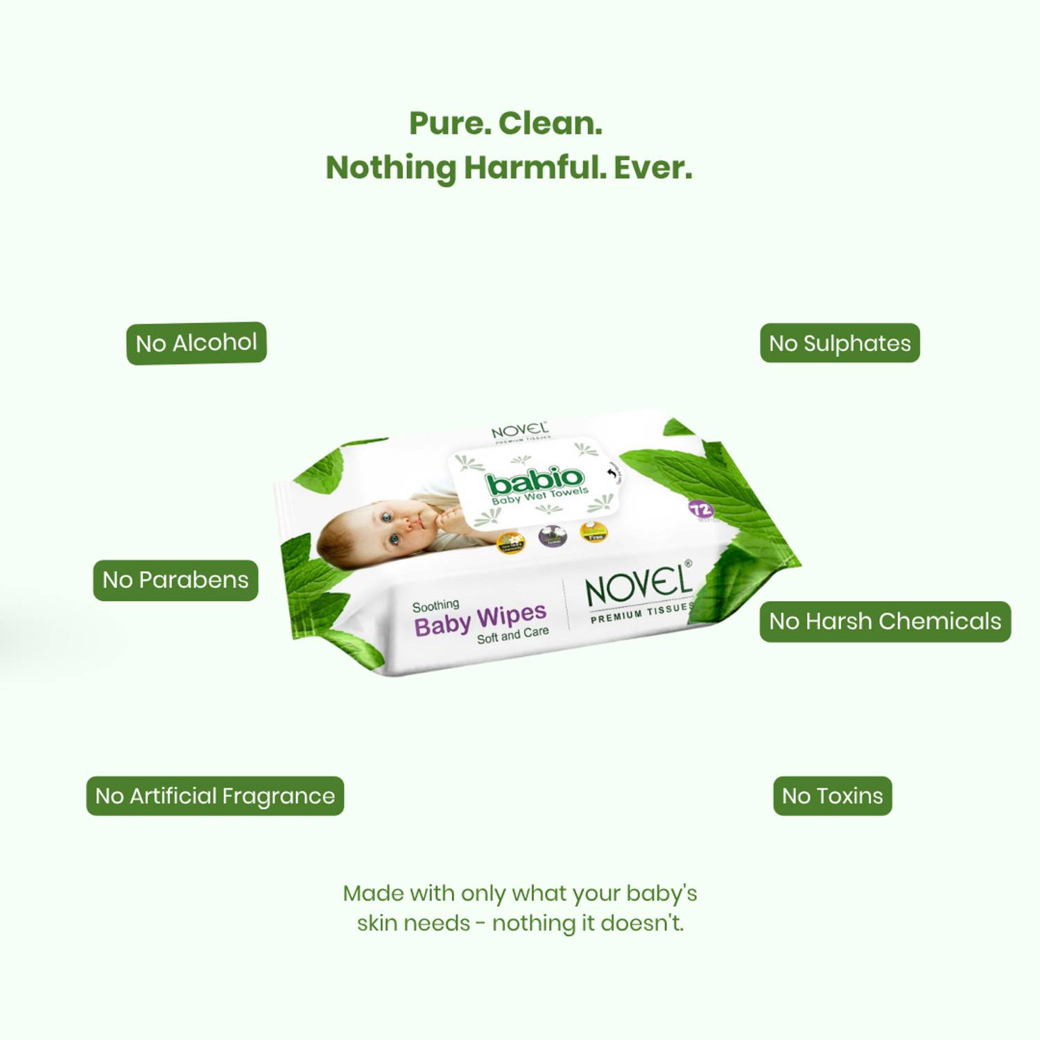 babio Baby Wipes 72 Sheets pack of 5 - Image 2