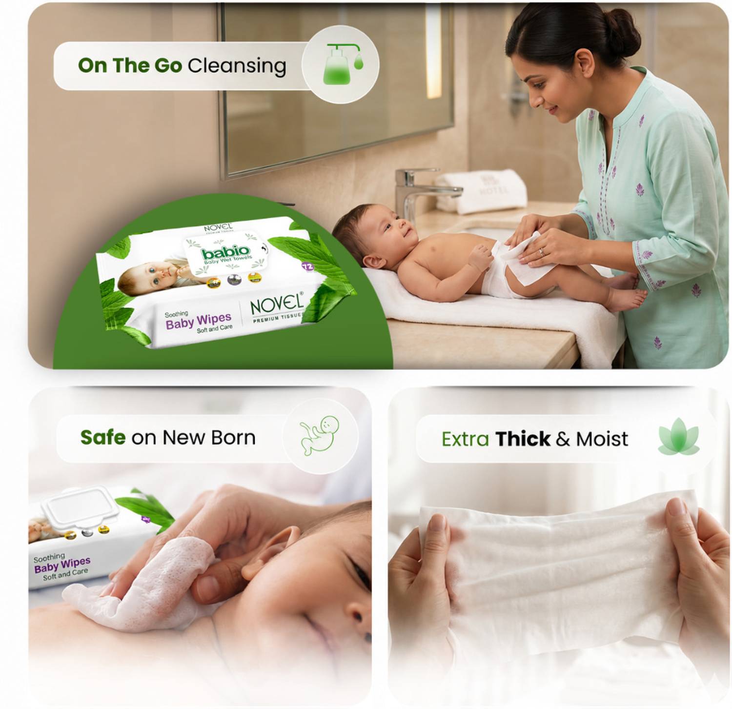babio Baby Wipes 72 Sheets pack of 5 - Image 3
