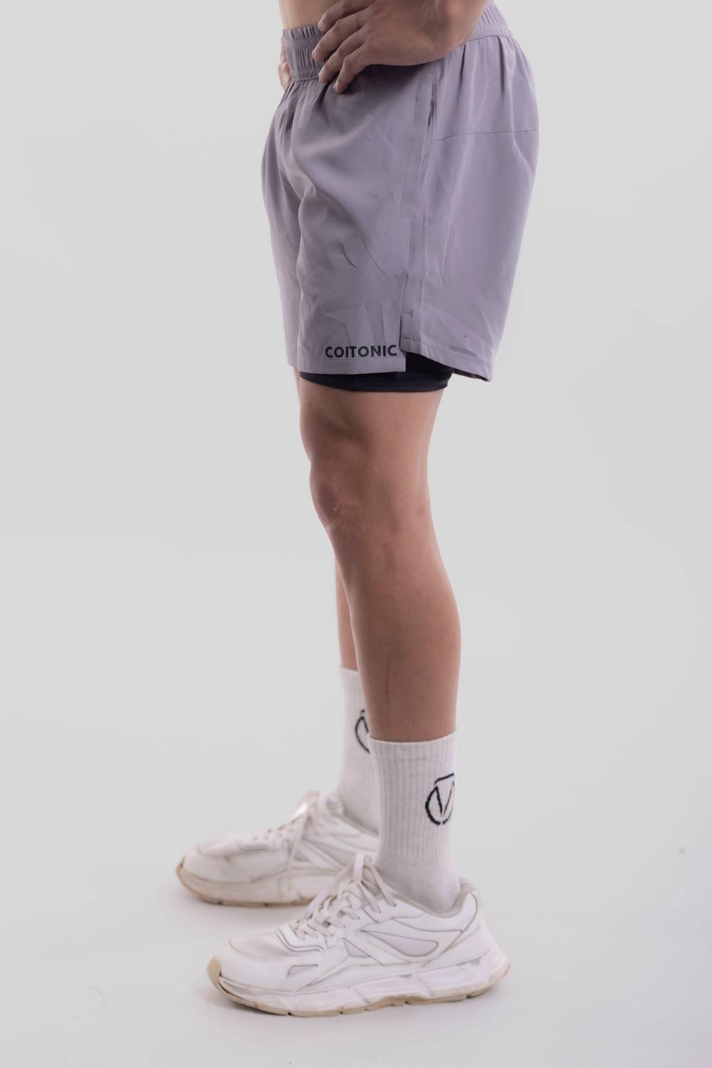 COITONIC Men Grey Sports Shorts - Image 3