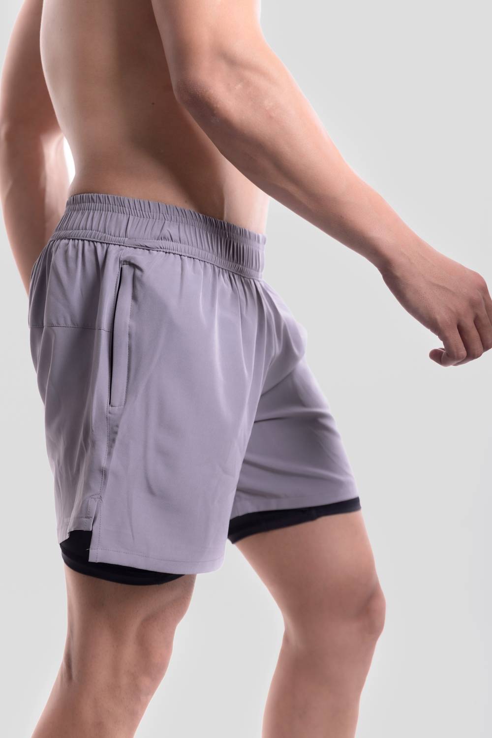 COITONIC Men Grey Sports Shorts - Image 4