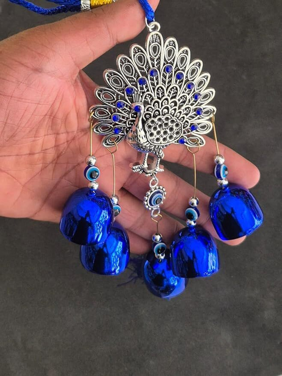 SANWALIYA JI SANWALIYA JI Evil Eye Peacock Hanging with Bells for Home Door Decor Decorative Showpiece - 38 cm