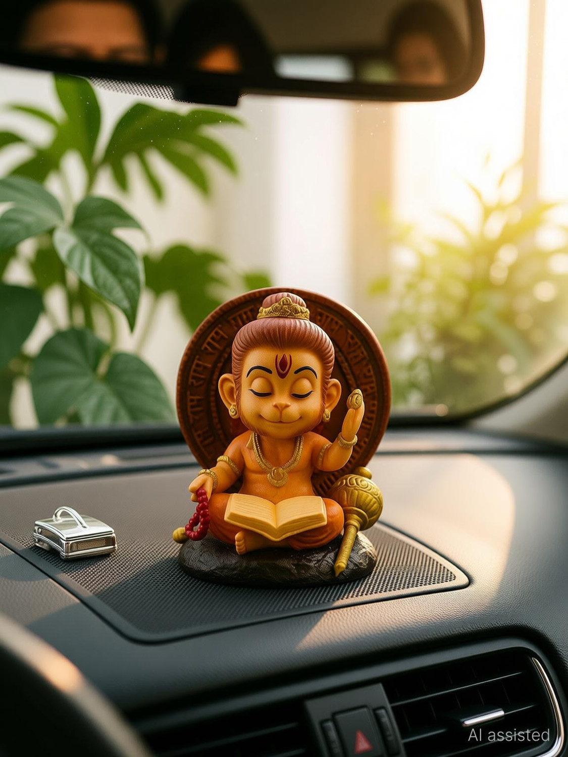 DreamFeels hanuman ji idol for car dashboard – Handcrafted Resin Figurine (Compact Size) Decorative Showpiece - 9 cm