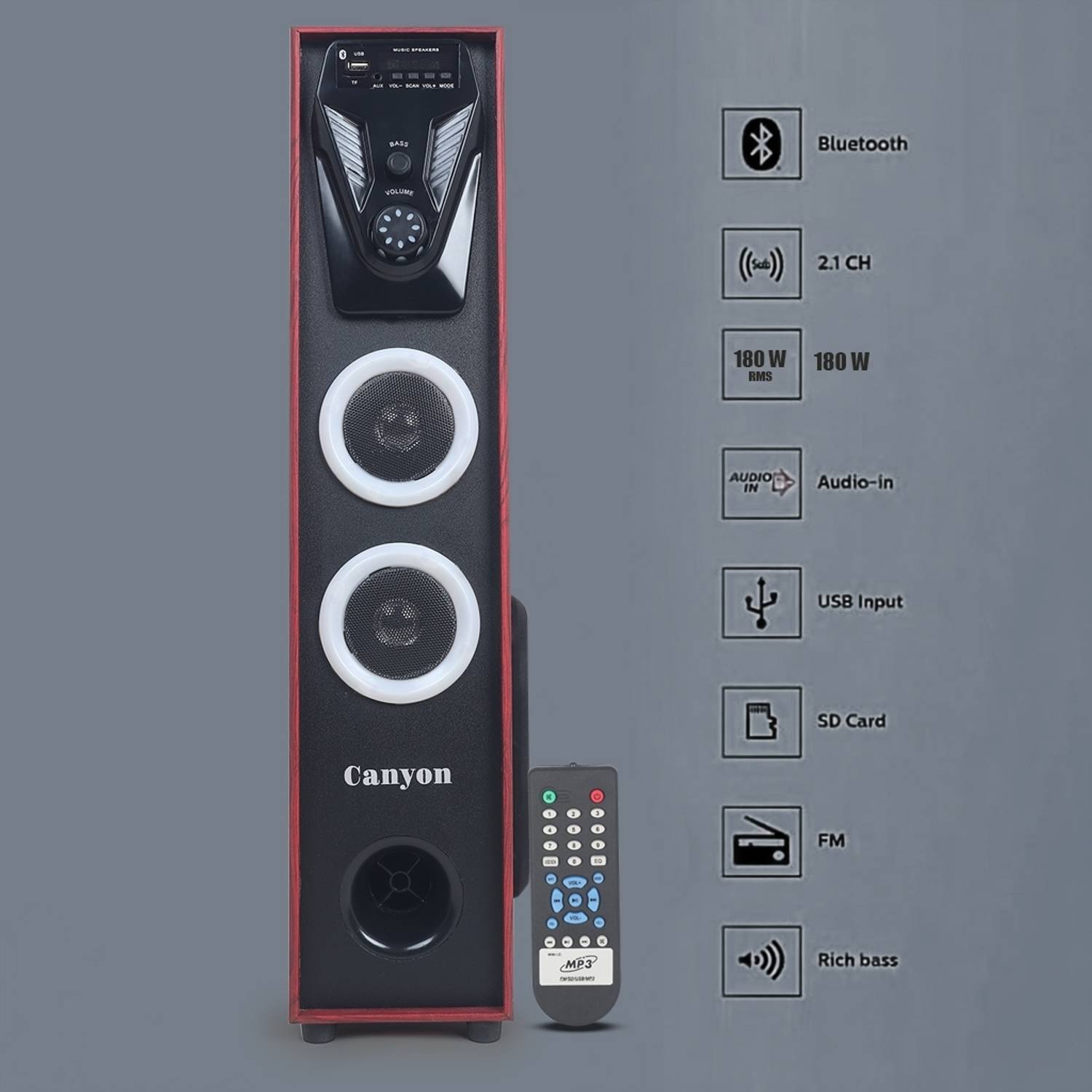 canyon S-03 180W Bluetooth Tower Speaker - Image 3