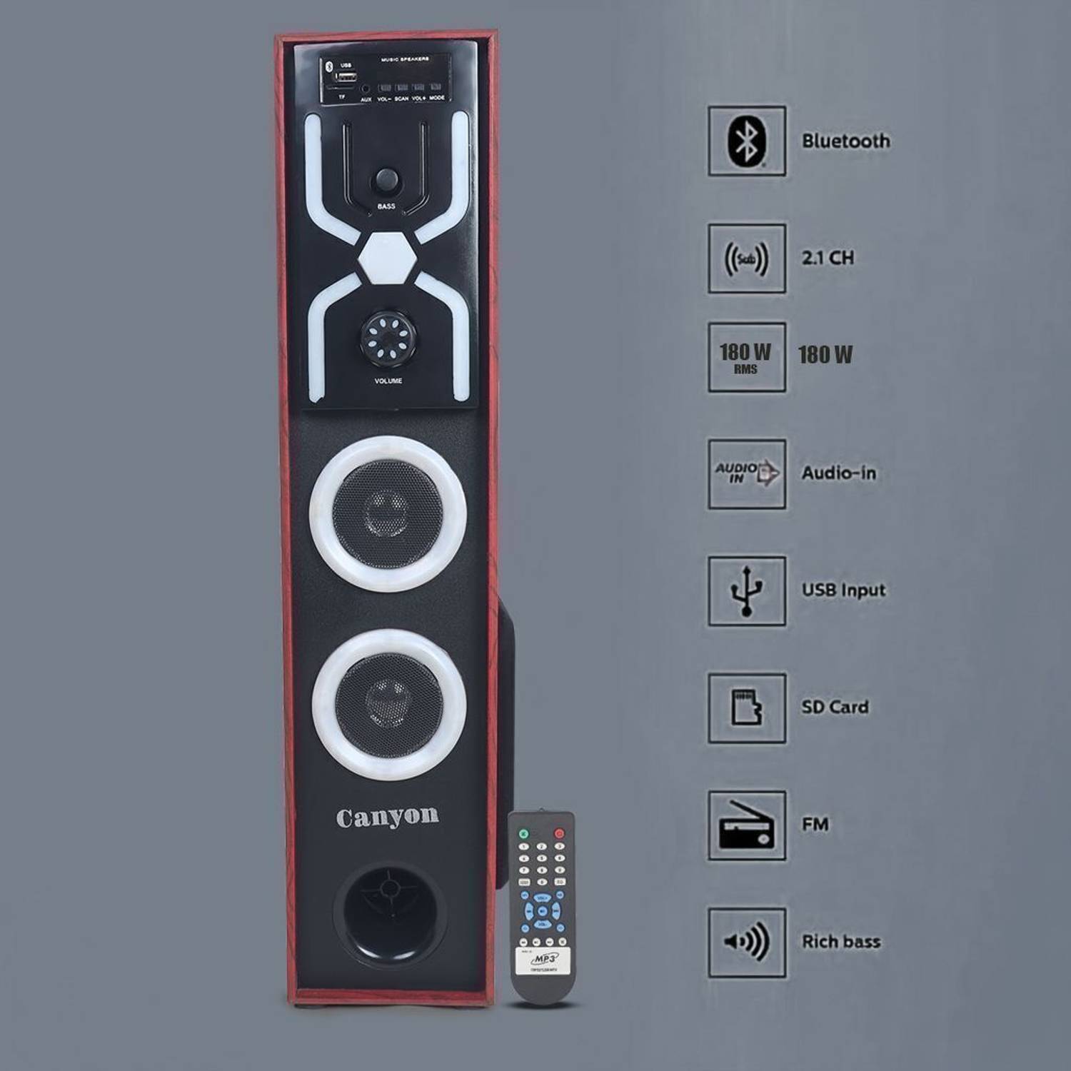 Canyon S-2 180W Bluetooth Tower Speaker - Image 3