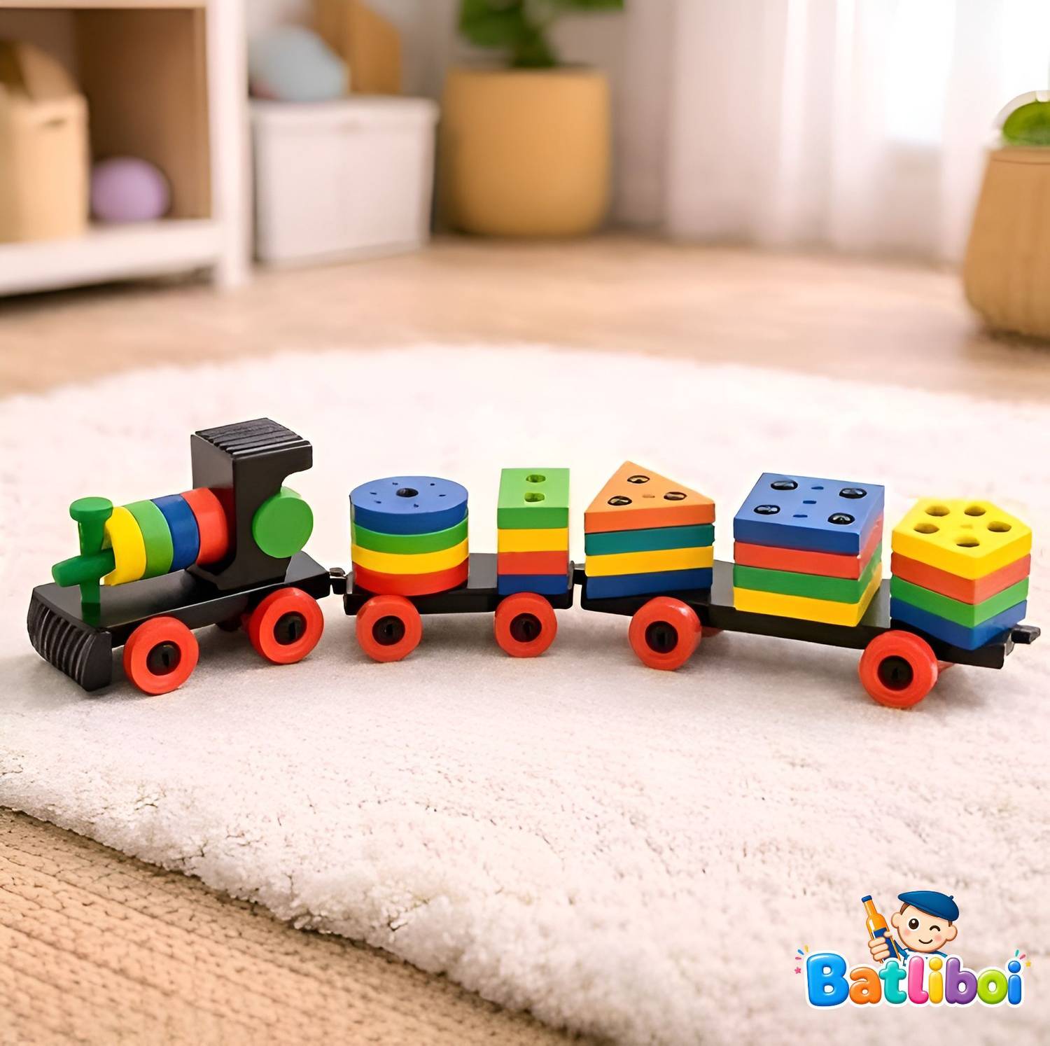 BATLIBOI Train Geometric Shape Stacking Puzzle - Image 2