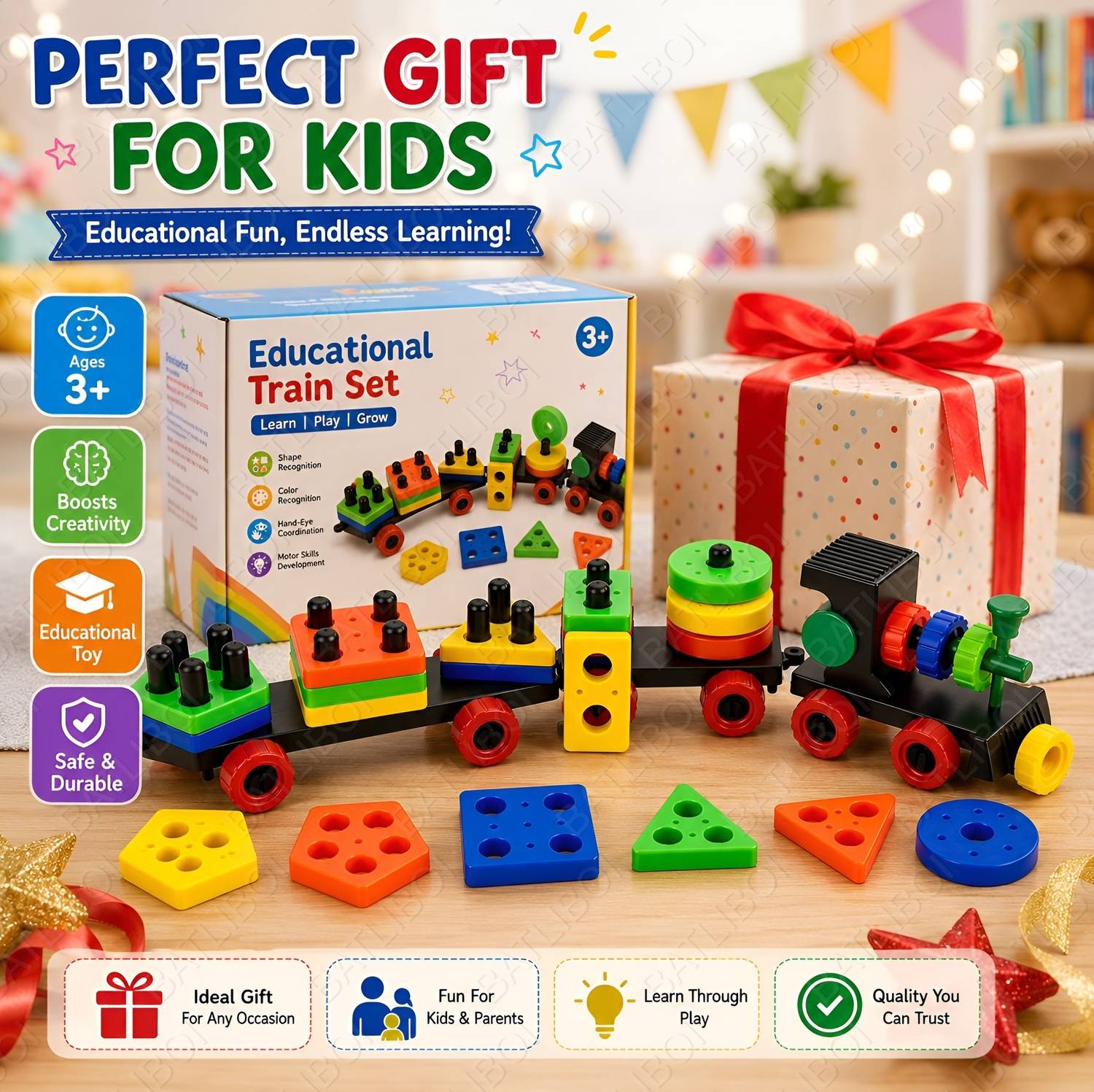BATLIBOI Train Geometric Shape Stacking Puzzle - Image 5
