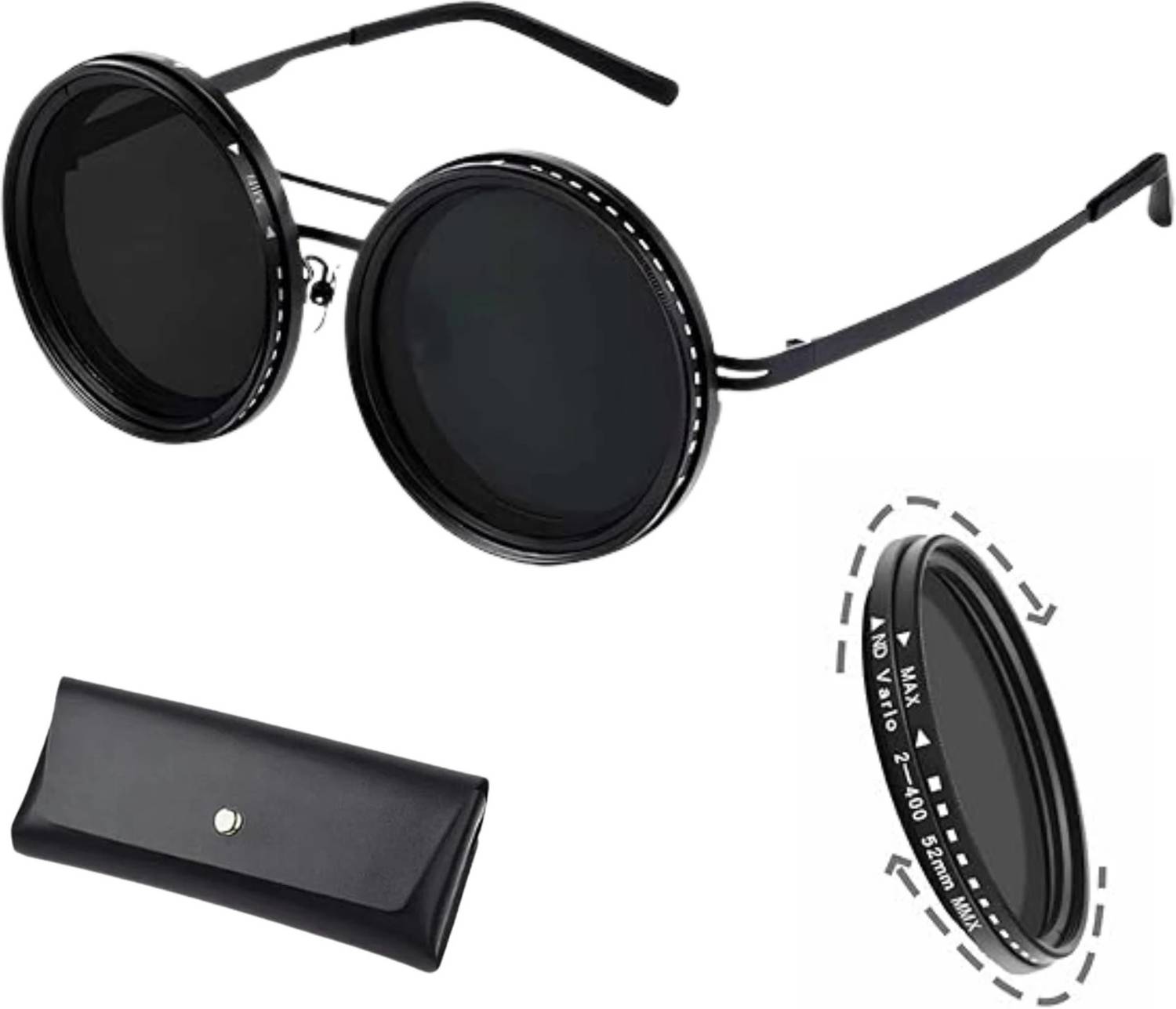 4MADS FASHION Round Sunglasses Black - Image 1