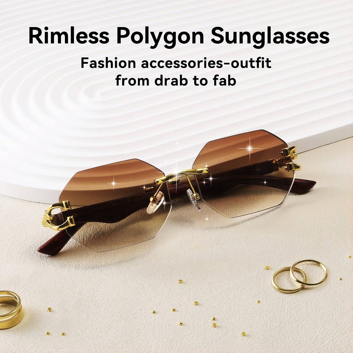 eyedens Octagonal Sunglasses Brown - Image 2