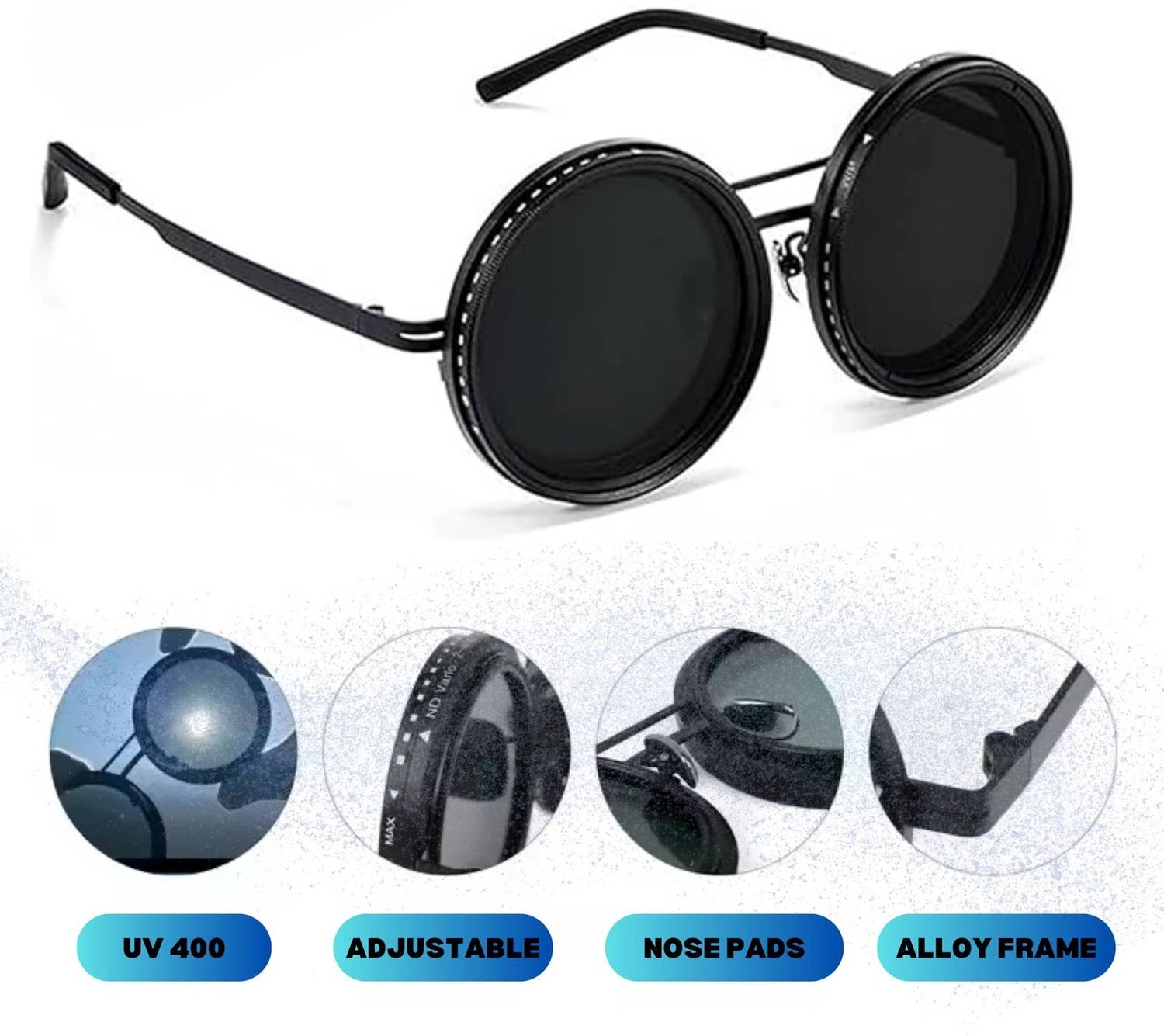 4MADS FASHION Round Sunglasses Black - Image 5