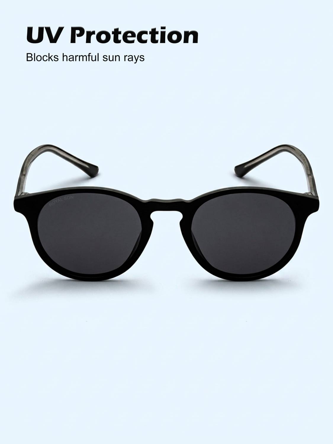 ROYAL SON Round Sunglasses Black - Image 3