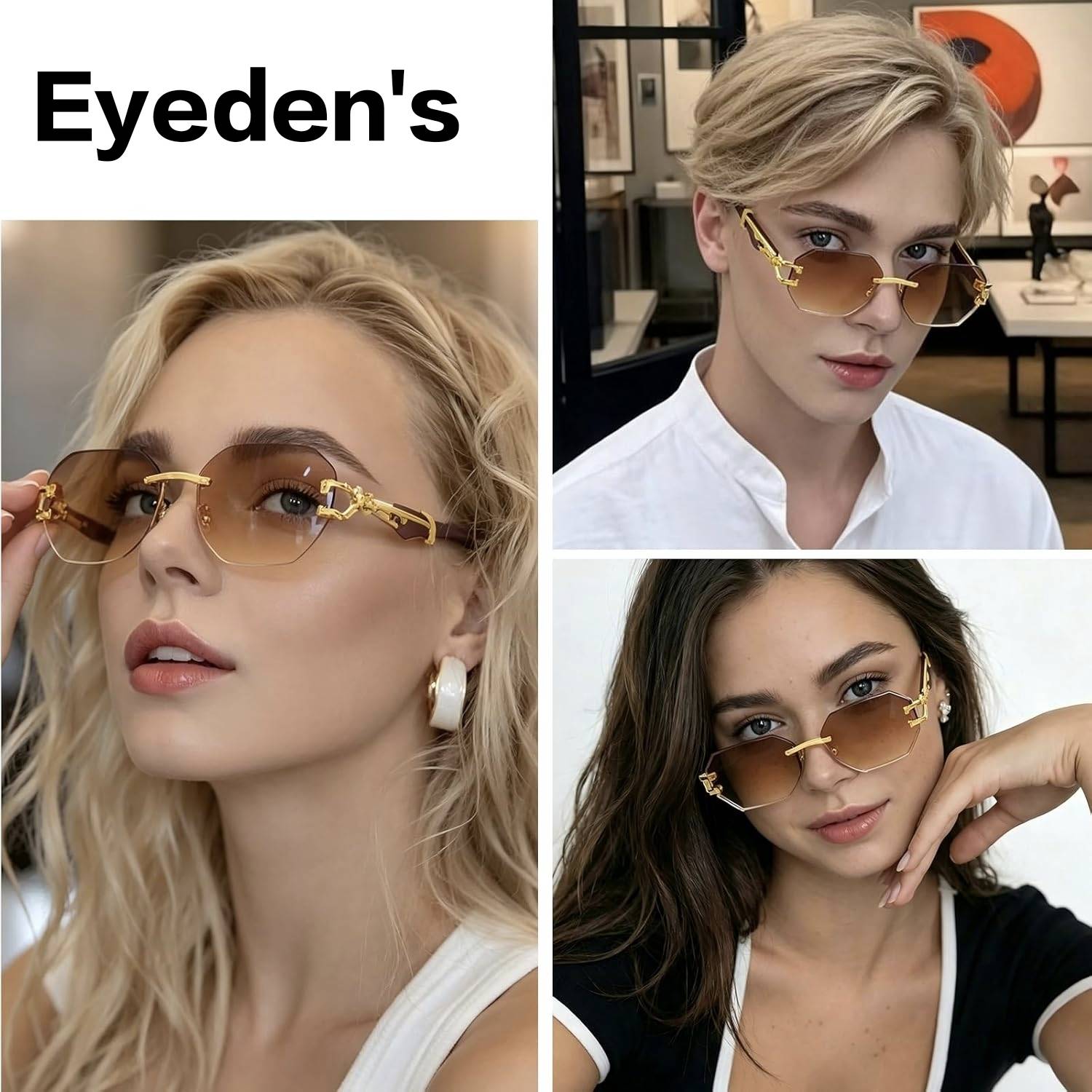 eyedens Octagonal Sunglasses Brown - Image 4
