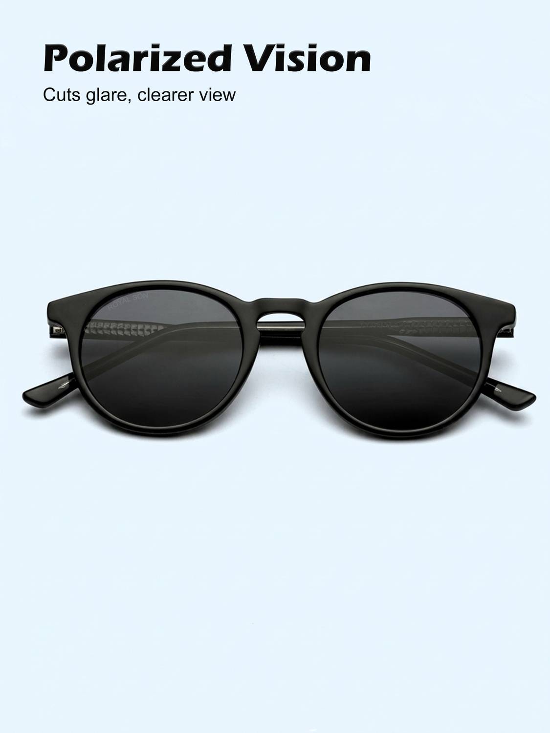 ROYAL SON Round Sunglasses Black - Image 4