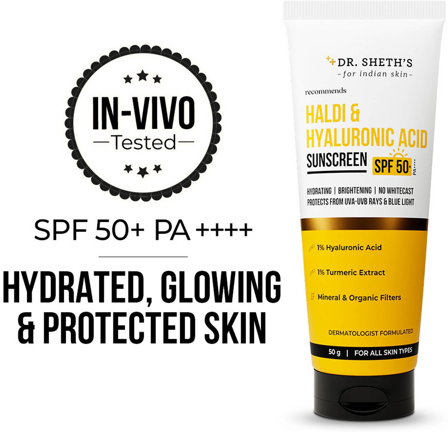 Dr. Sheth’s Sunscreen - SPF 50+ PA+++ Haldi & Hyaluronic Acid - Image 3