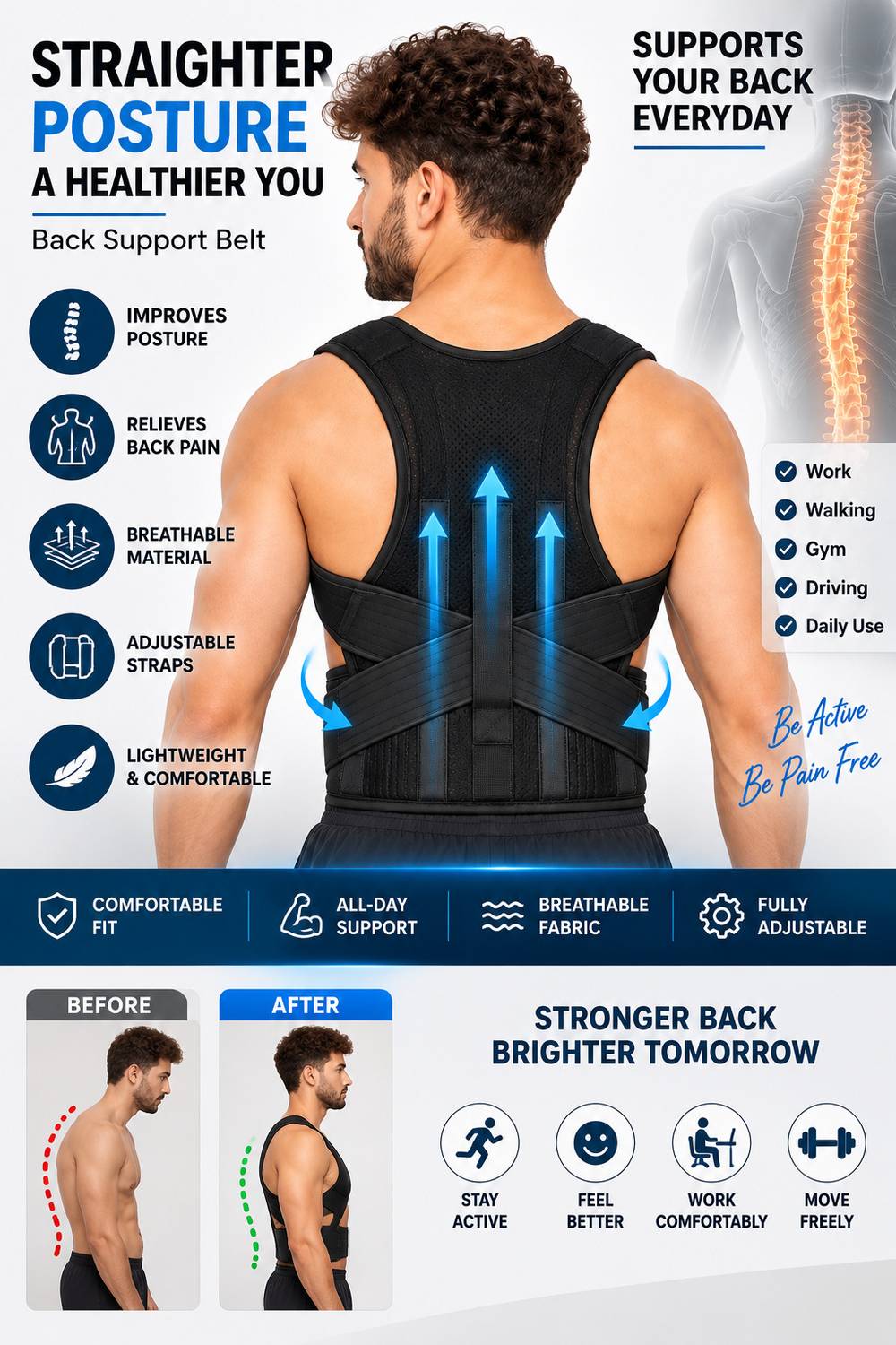 PowerPeak Posture corrector belt for men and women premium Quality Posture Corrector - Image 4
