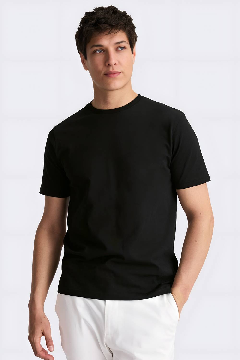 KNYTE Men Round Neck Black, White T-Shirt - Image 4