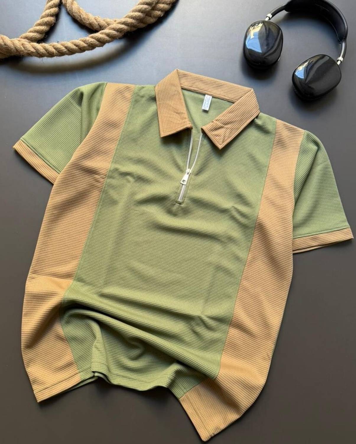 TOROLY Colorblock Men Zip Neck Multicolor T-Shirt - Image 5