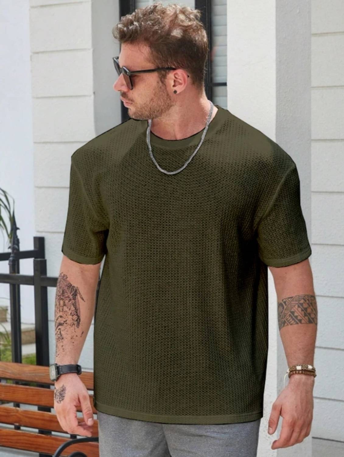 THE NEXT LEVEL Men Green T-Shirt - Image 1