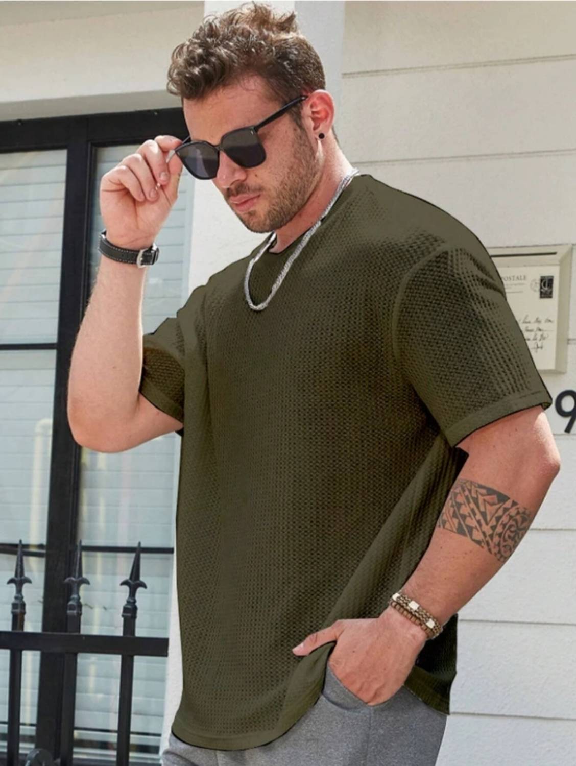 THE NEXT LEVEL Men Green T-Shirt - Image 3