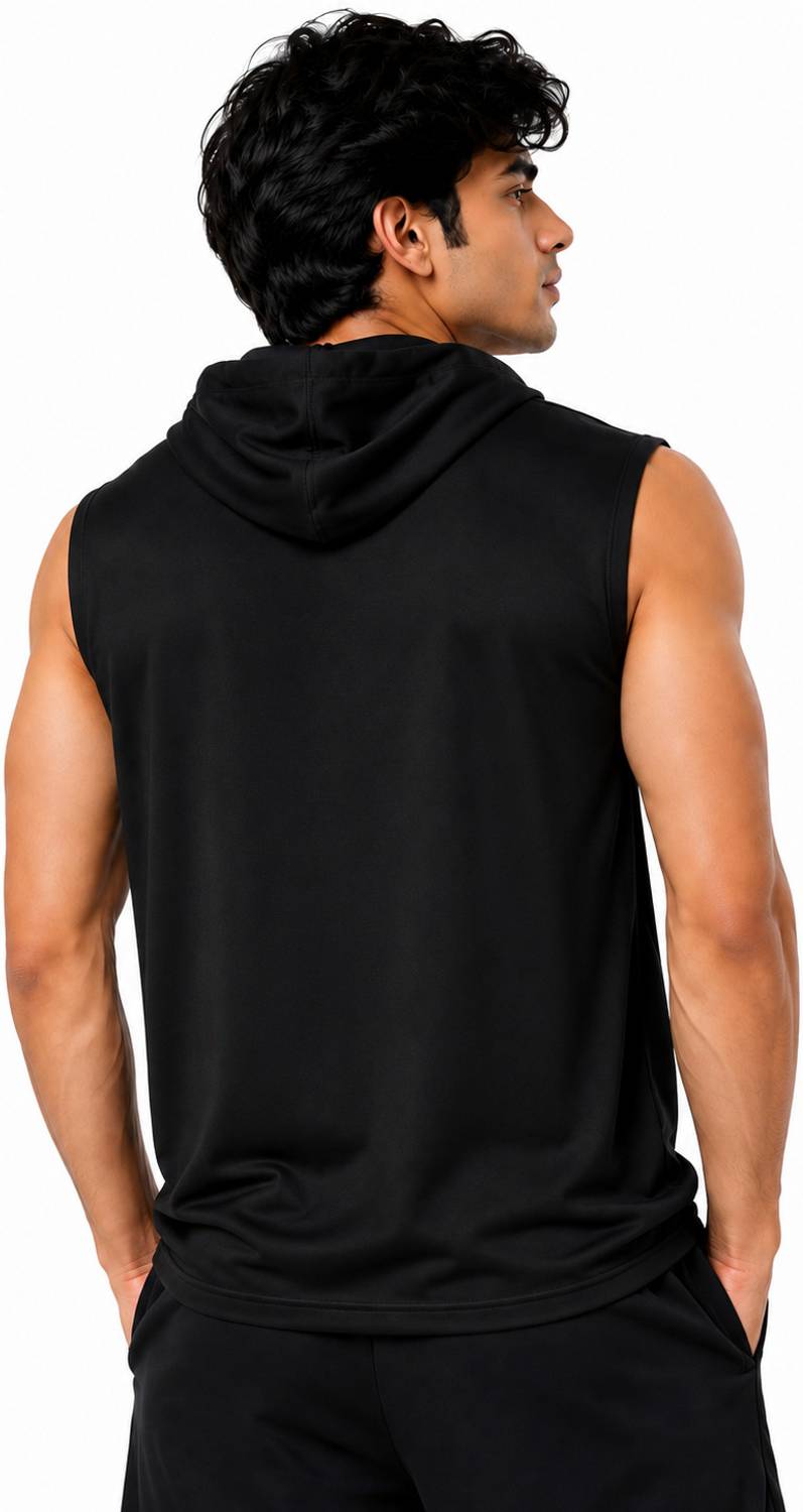ZyVok Men Hooded Neck Black T-Shirt - Image 2