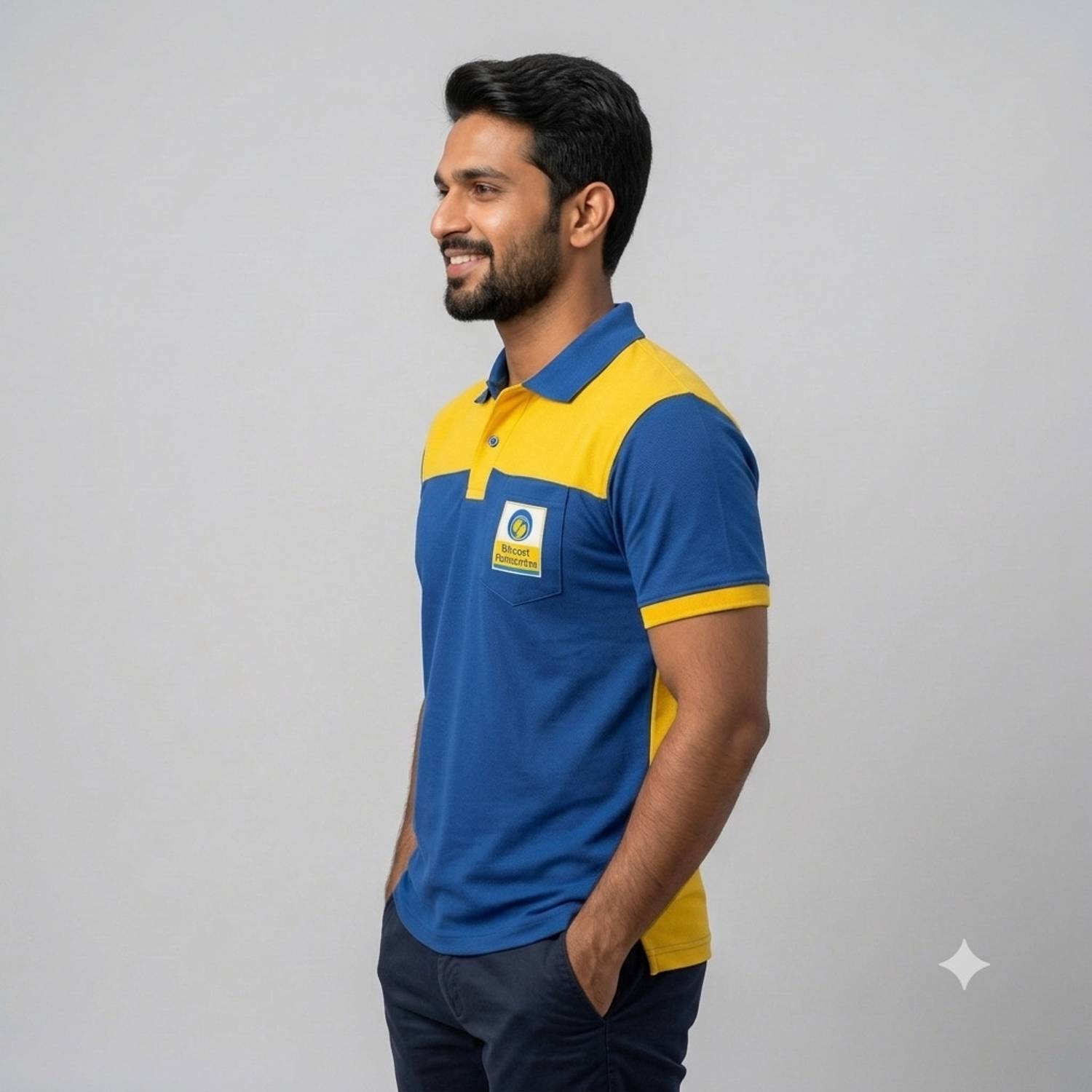 WORK INDIA UNIFORMS Colorblock Men Polo Neck Blue T-Shirt - Image 3