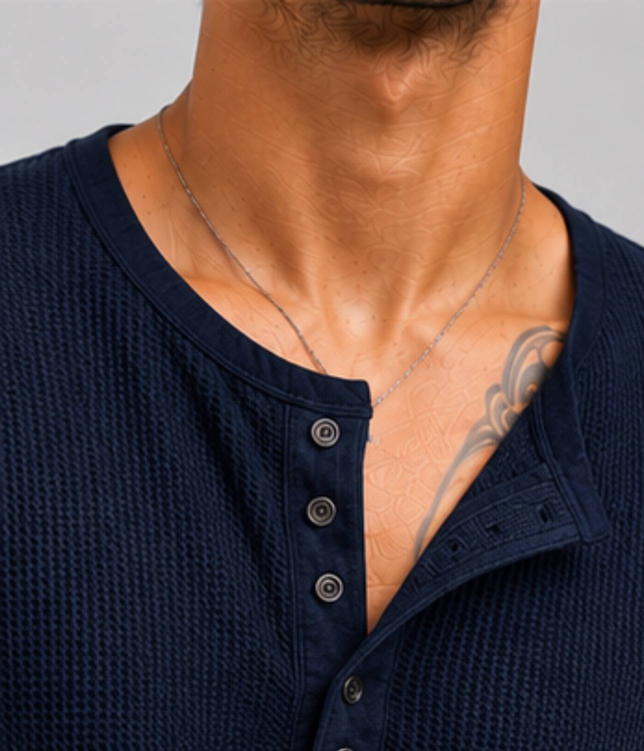 HeraDawn Men Henley Neck Blue T-Shirt - Image 5