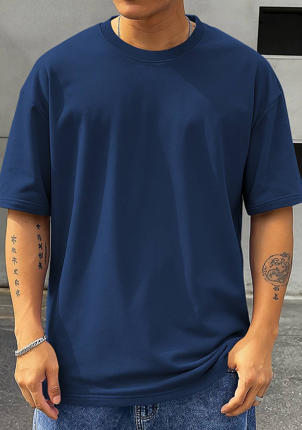 Dazzle Fashion Printed Men Navy Blue T-Shirt - Image 2