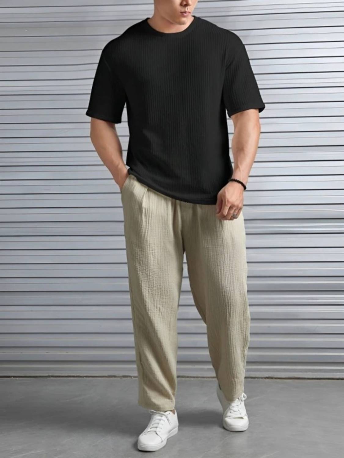 THE NEXT LEVEL Men Black, Grey T-Shirt - Image 3