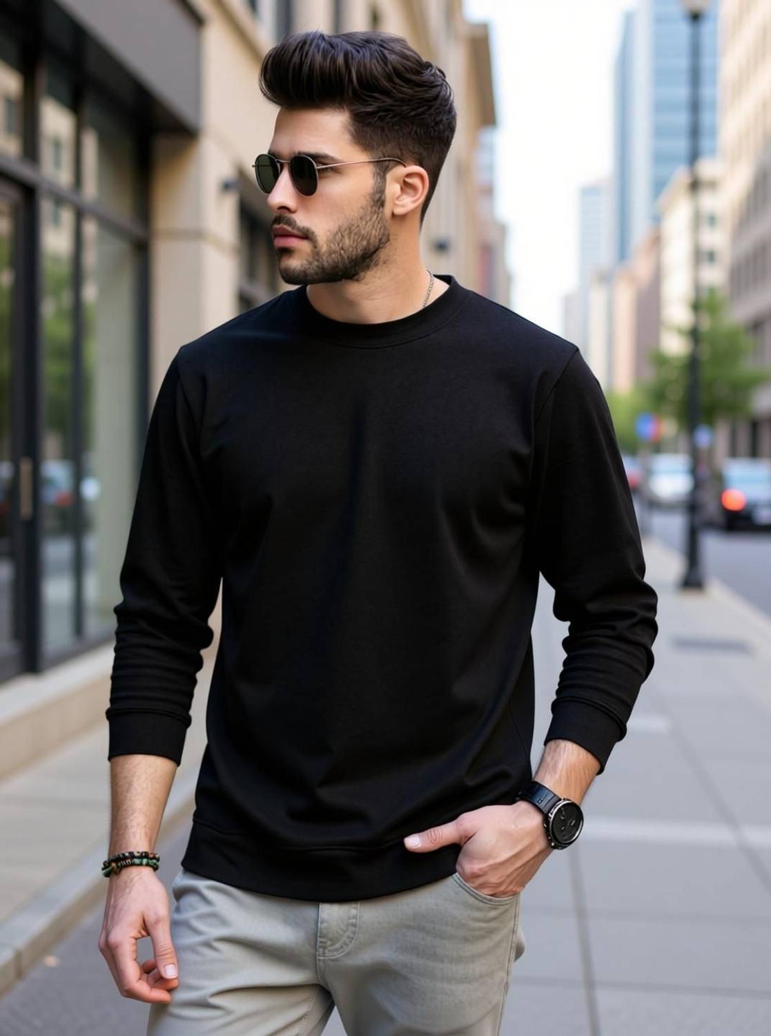 BLIVE Solid Men Round Neck Black T-Shirt - Image 2