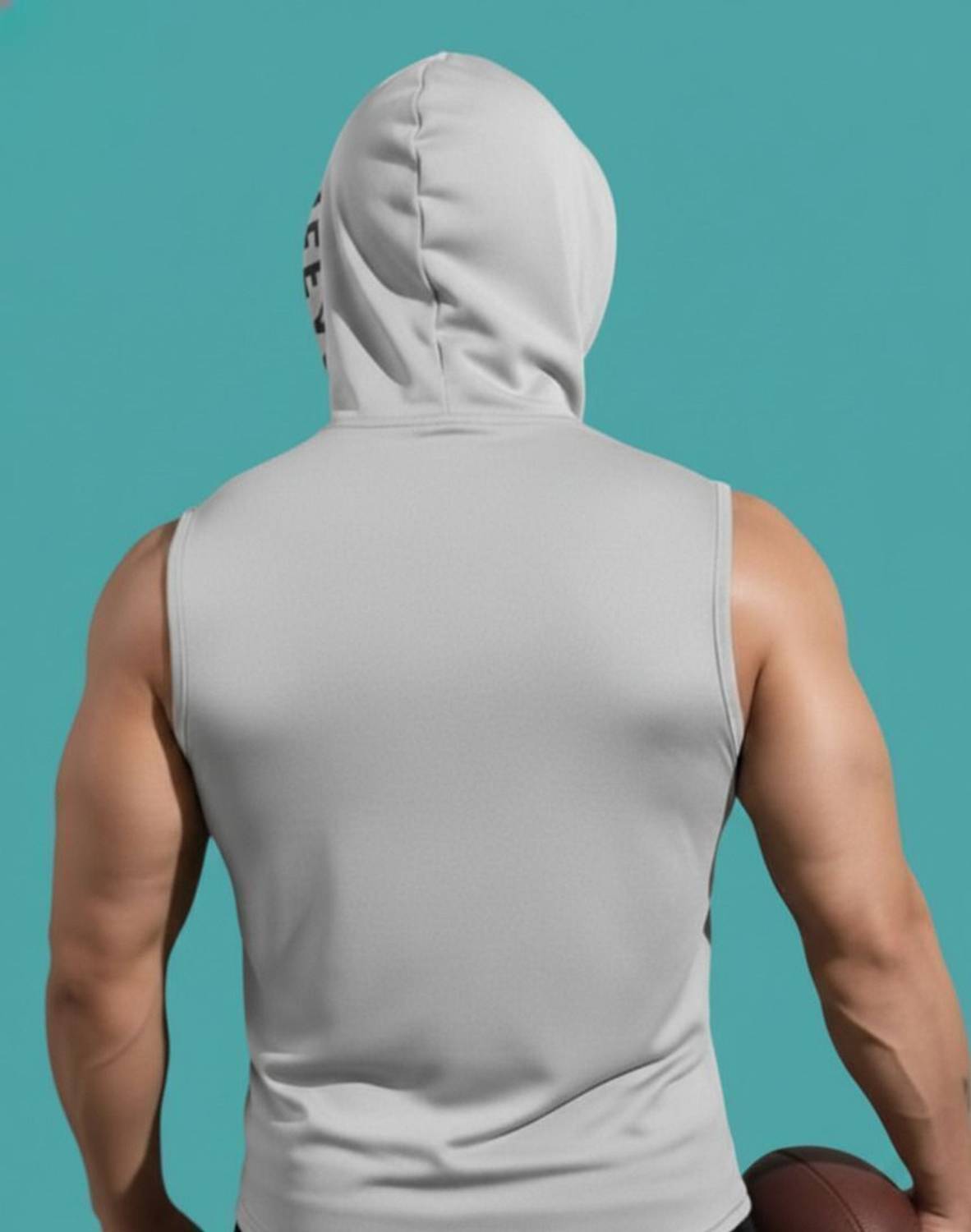 ChaseOverIN Typography Men Hooded Neck Grey T-Shirt - Image 2
