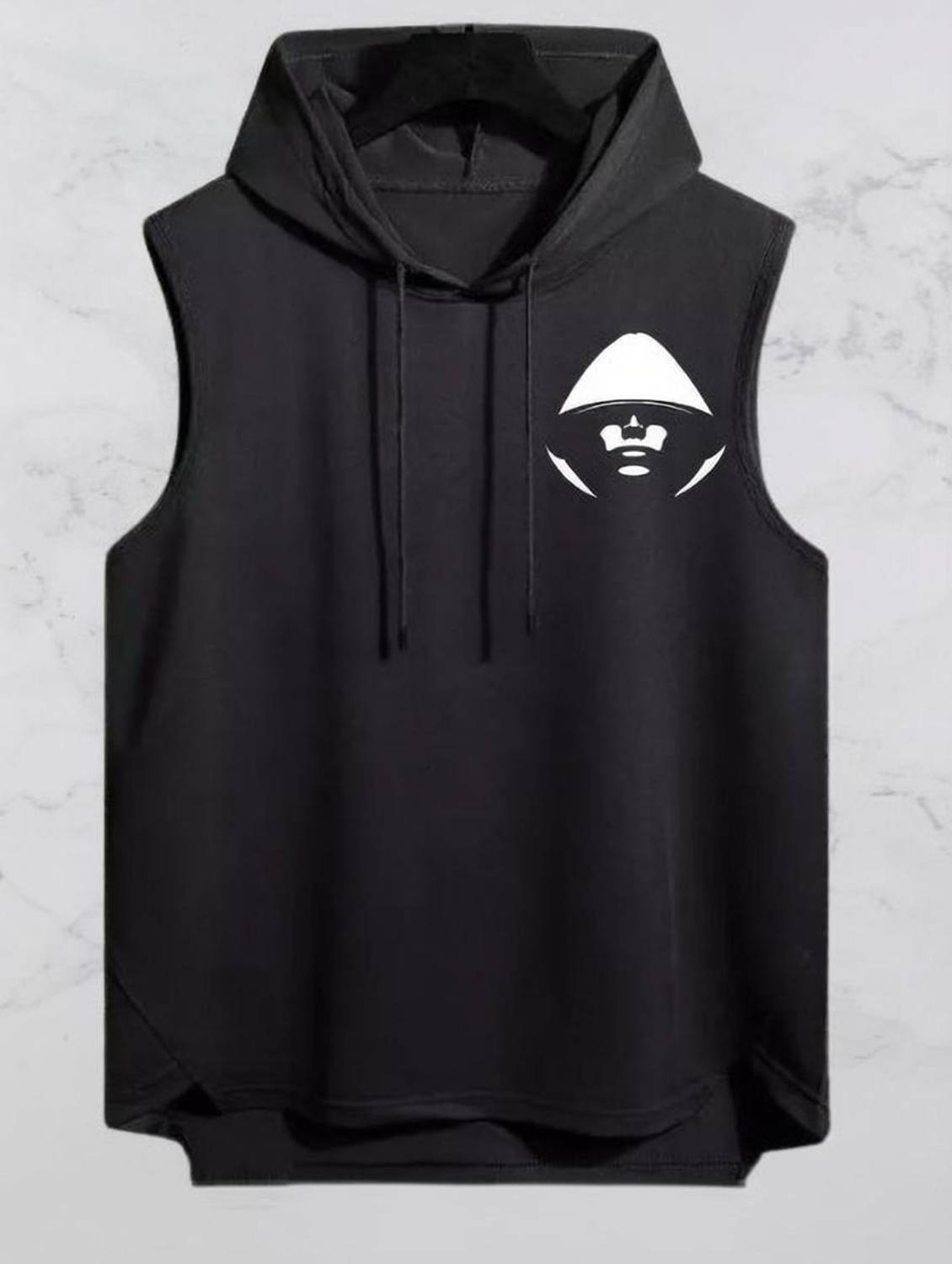 Mundali Printed Men Hooded Neck Black T-Shirt