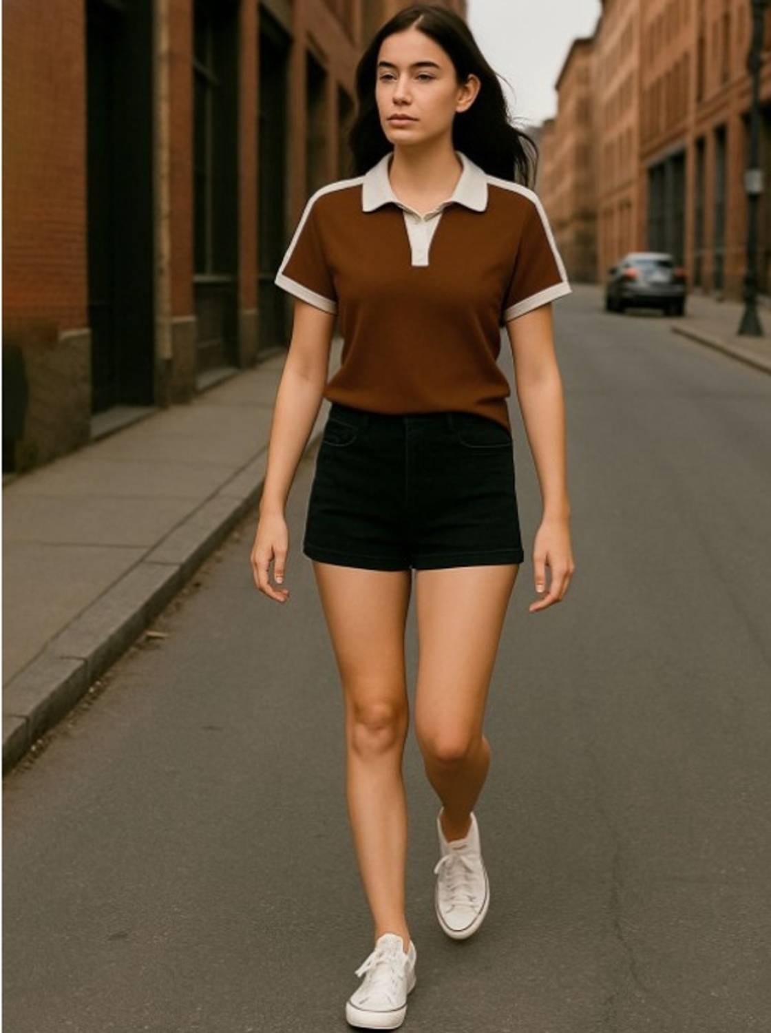 YTrick Solid Women Brown T-Shirt - Image 5