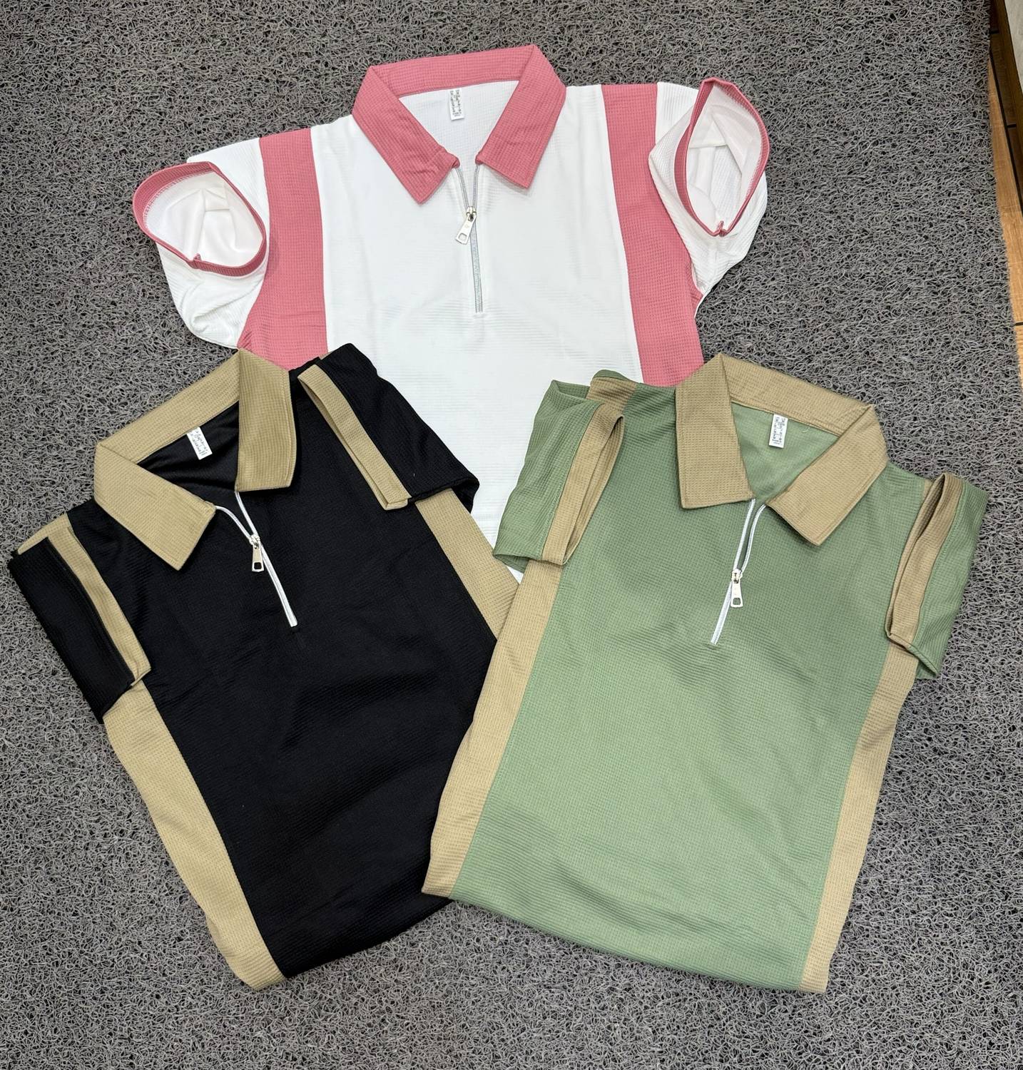TOROLY Colorblock Men Zip Neck Multicolor T-Shirt - Image 2